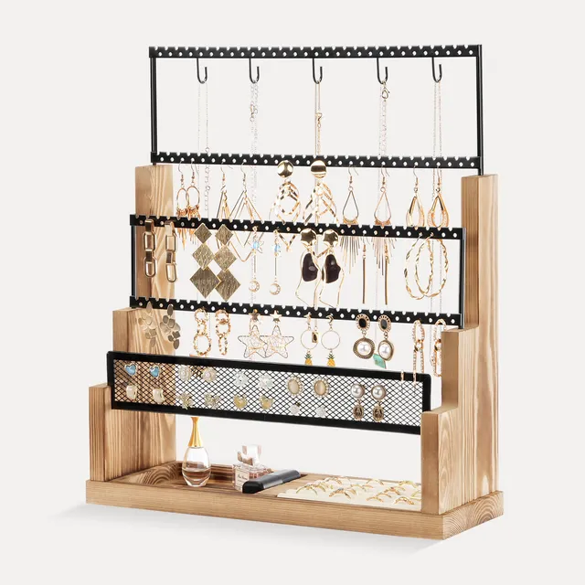 Lolalet Jewelry Stand Schmuckständer Weiß 5 Ebenen Samt