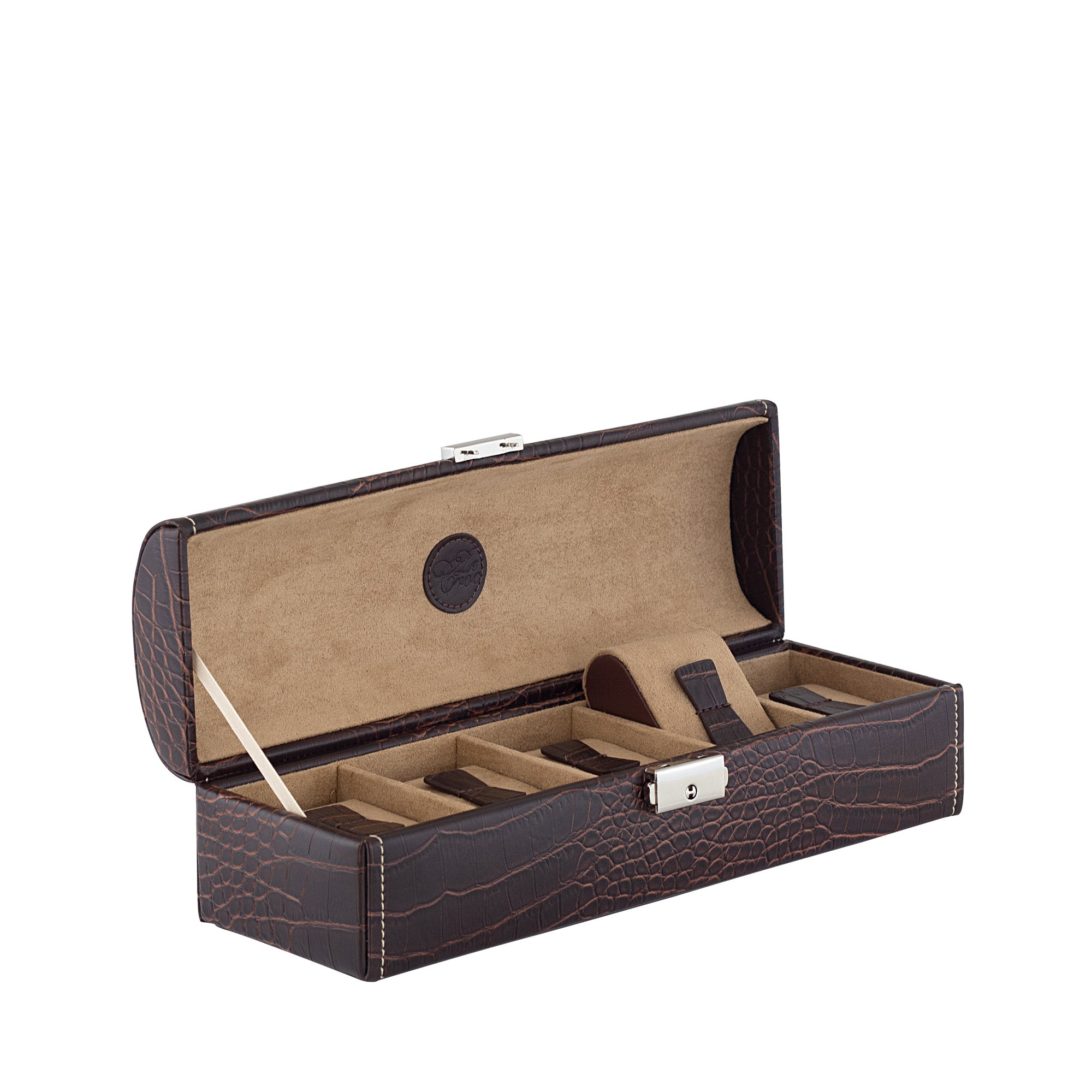 Friedrich 23 Le Croc Uhrenbox für 5 Uhren Braun Kroko-Optik