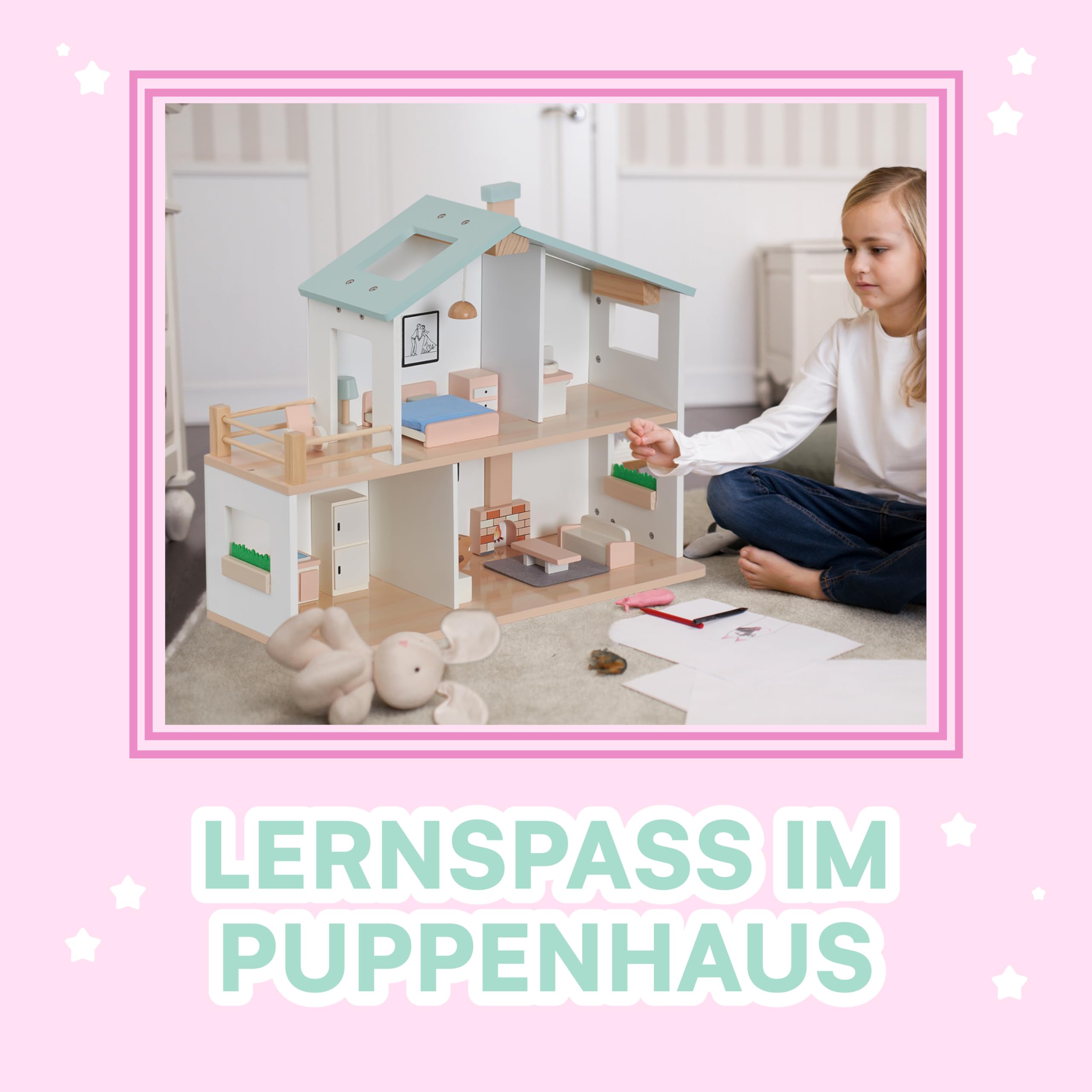 Jewelkeeper Girls Rule Puppenhaus Holz 20-teilig mehrfarbig ab 3+