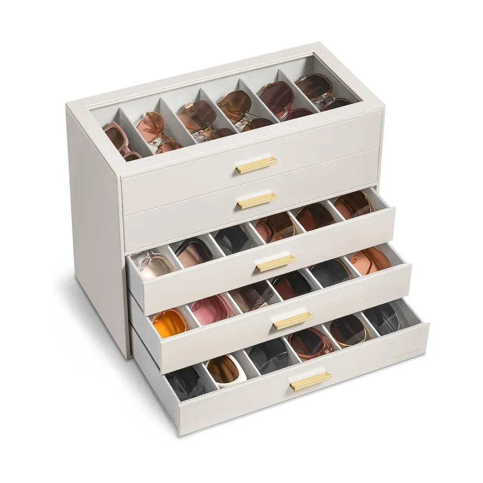 VLANDO Everyday Keepsake Brillenbox 5-stöckig 30 Fächer Cremeweiß