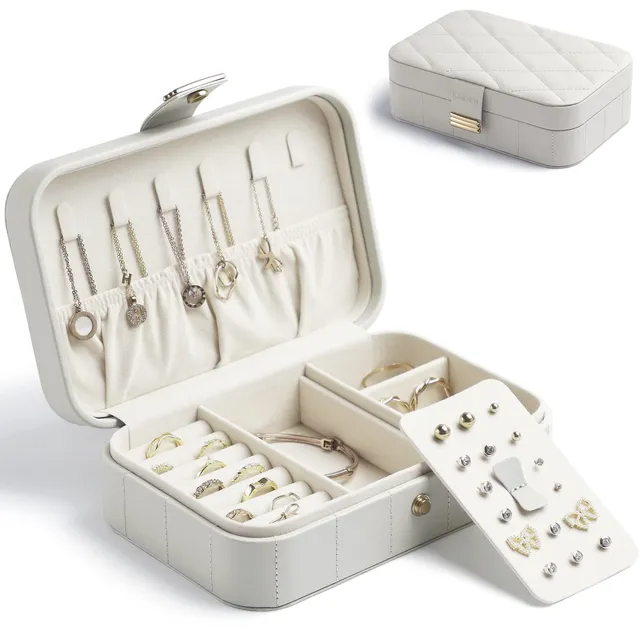 KAMIER Mini Schmuckkästchen Reise Leder Samtauskleidung 20,6 cm