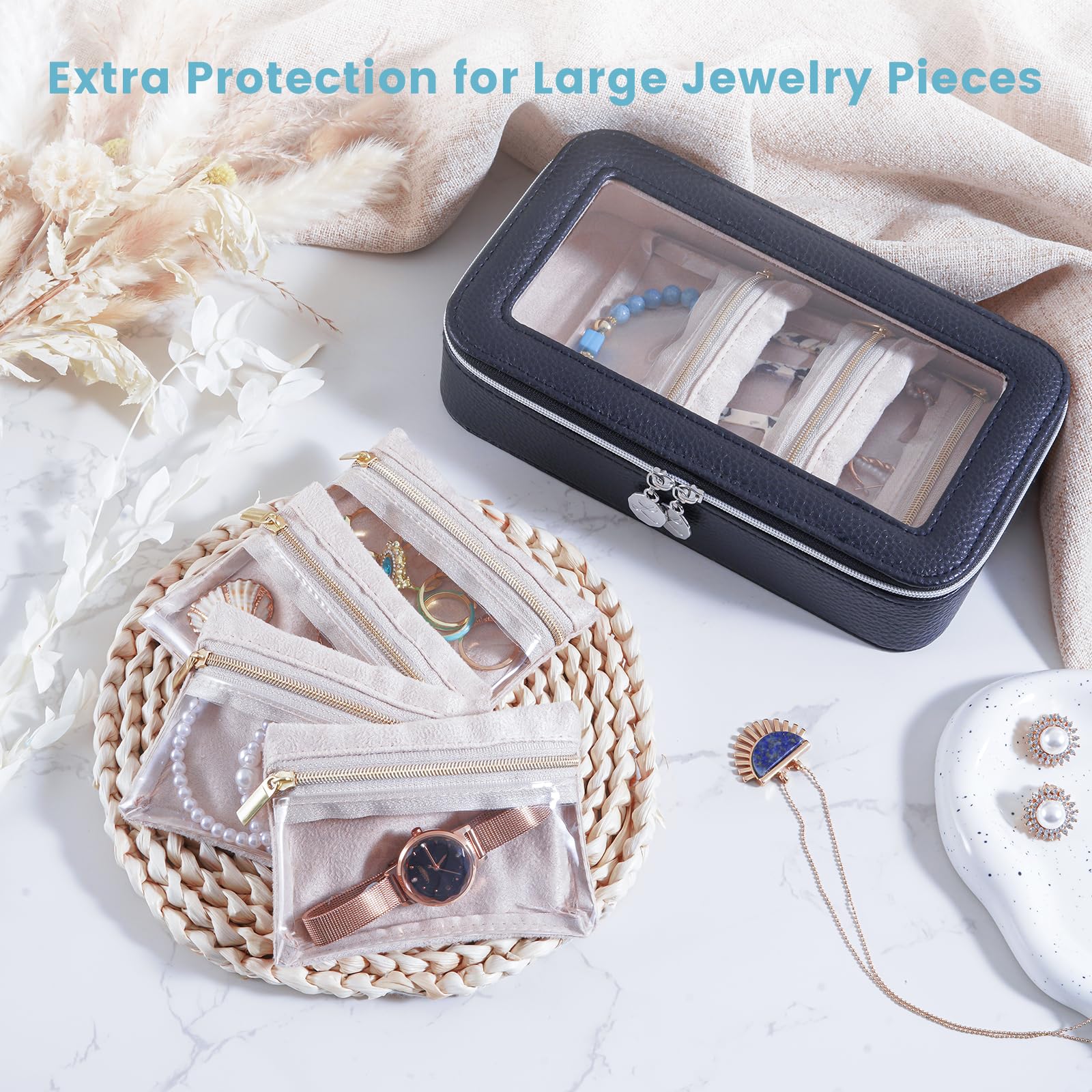 Lolalet Jewelry Box Reise Schmuckkasten Beige 8 in 1