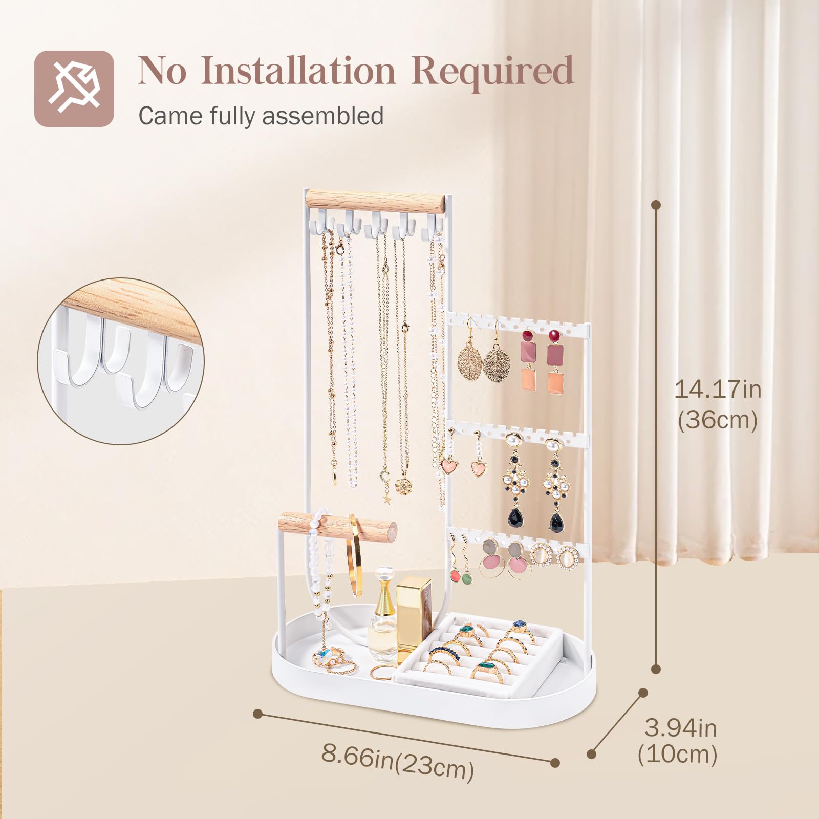 Lolalet Jewelry Stand Schmuckständer Weiß Samt Ringkissen