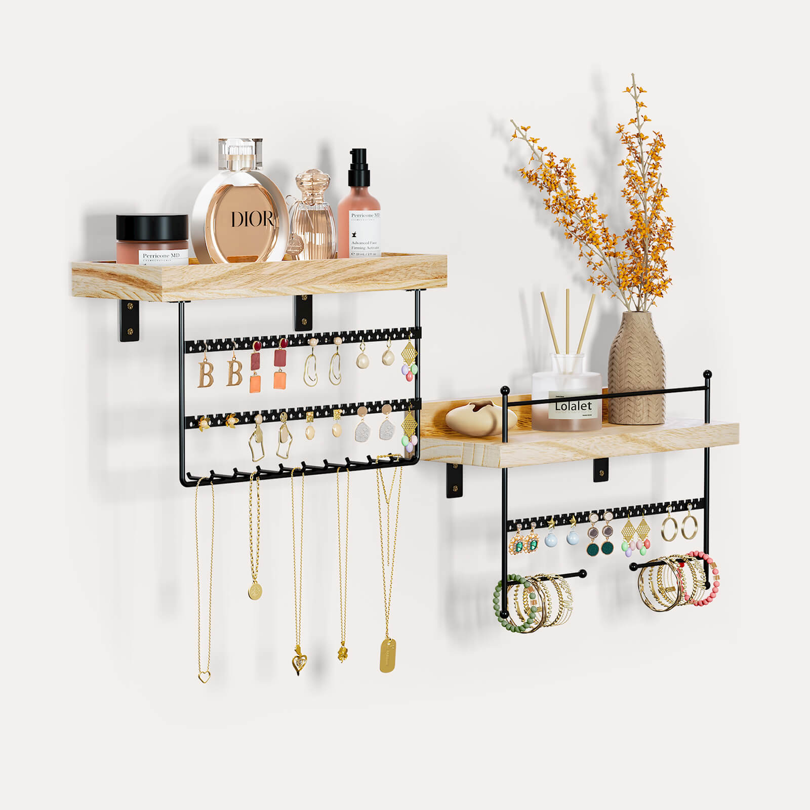 Lolalet Wall Mount Schmuckorganizer Wand Weiß 2er Set