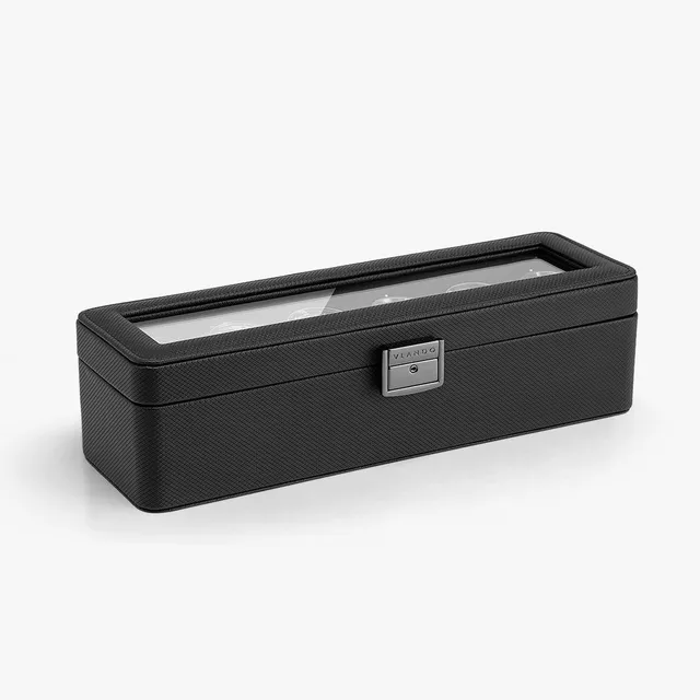 VLANDO His Essentials Uhrenbox 6 Fächer Leder Glas Schloss