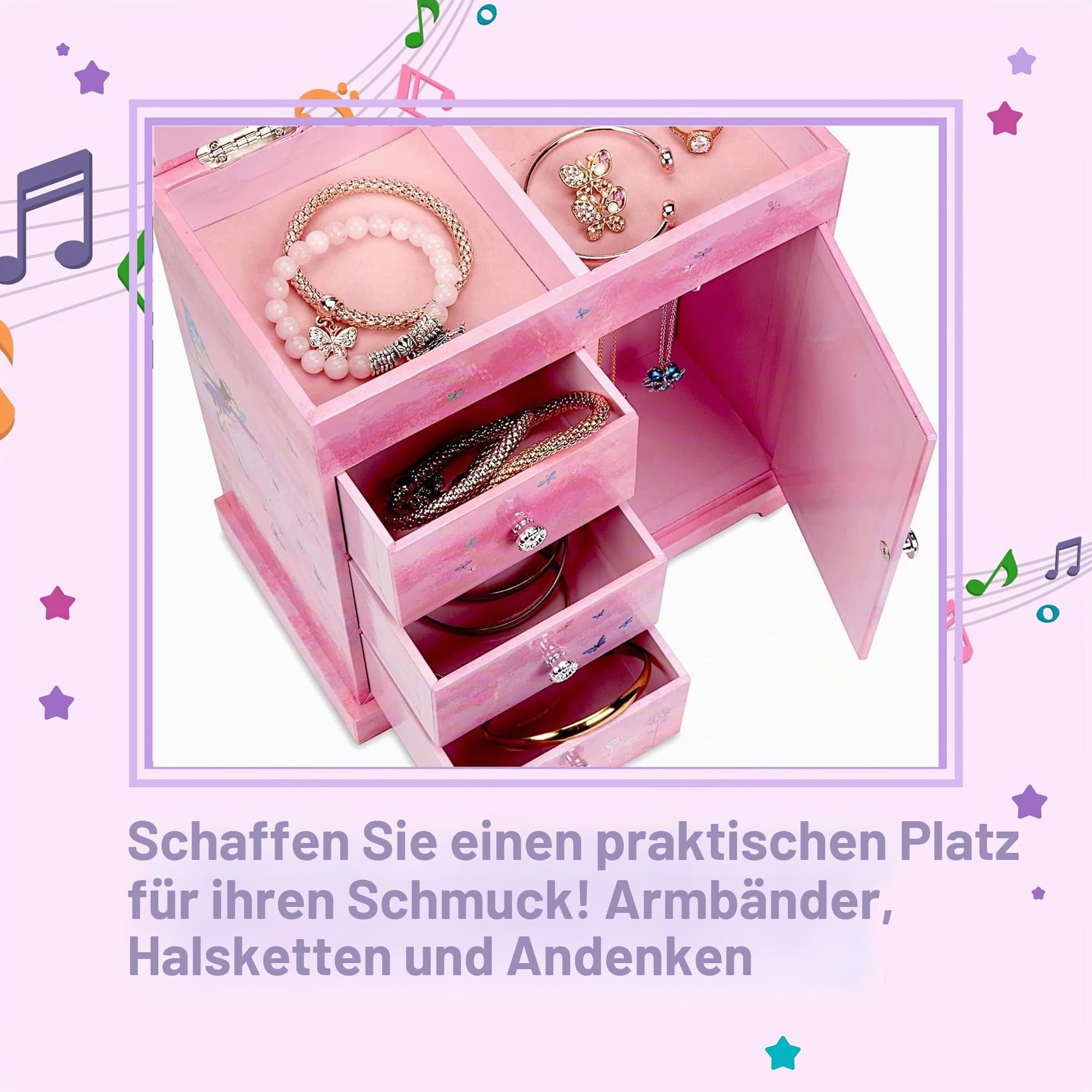 Jewelkeeper Fairytale Princess Schmuckkästchen 3 Schubladen