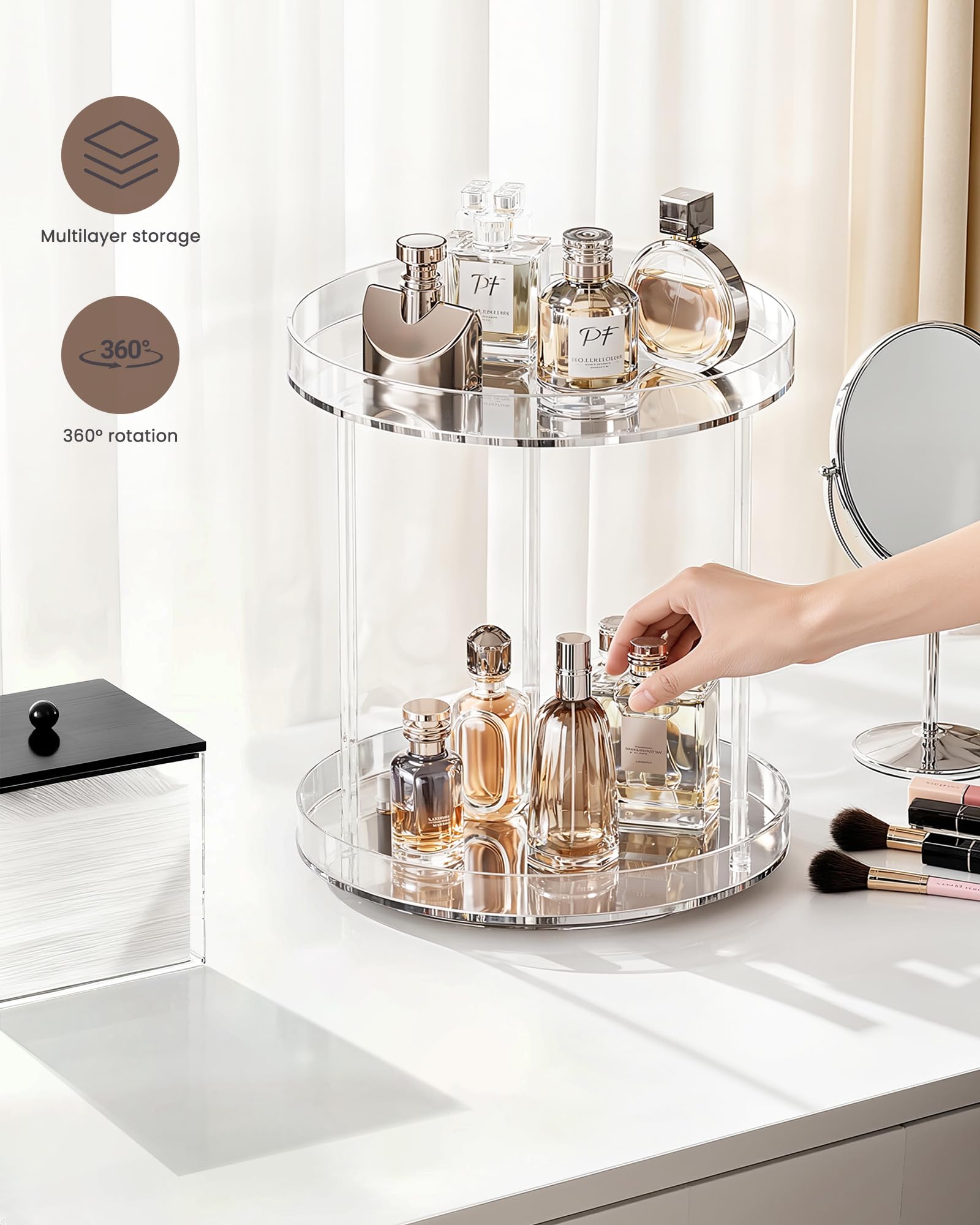Lolalet 2 Tiers 360 Degree Rotating Makeup Organizer Schmuckständer Medium