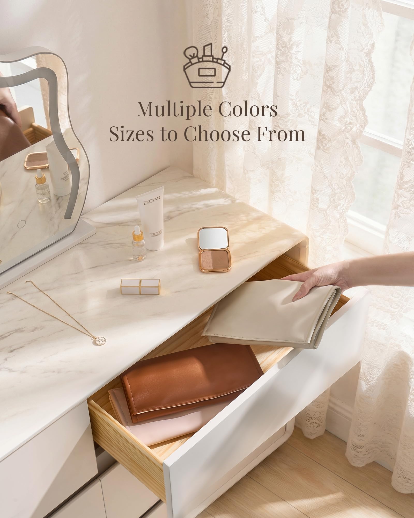 Lolalet Jewelry Roll Schmuckrolle Schwarz Large 18 Fächer Leder