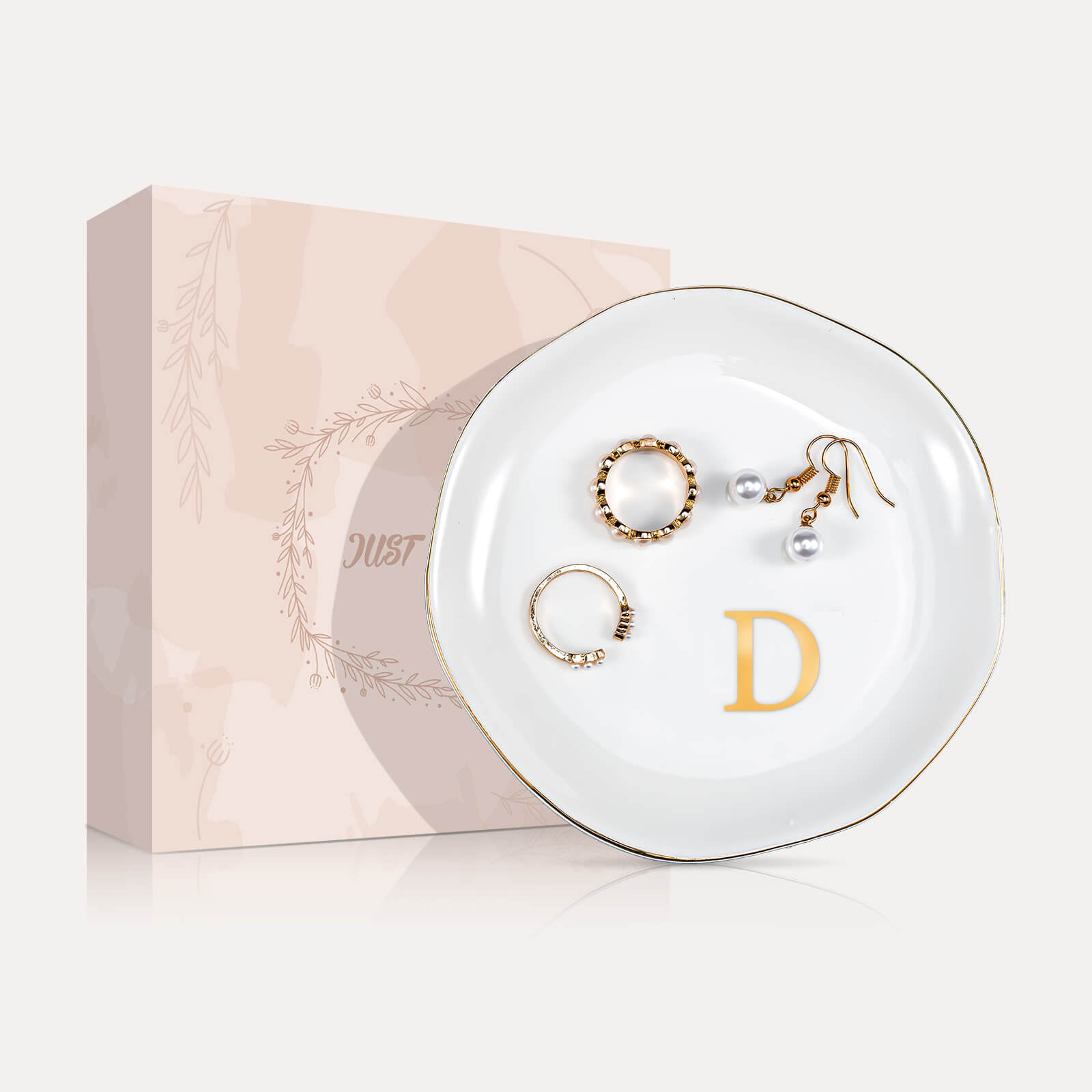 Lolalet Jewelry Tray Ringschale Keramik Buchstabe A Goldrand