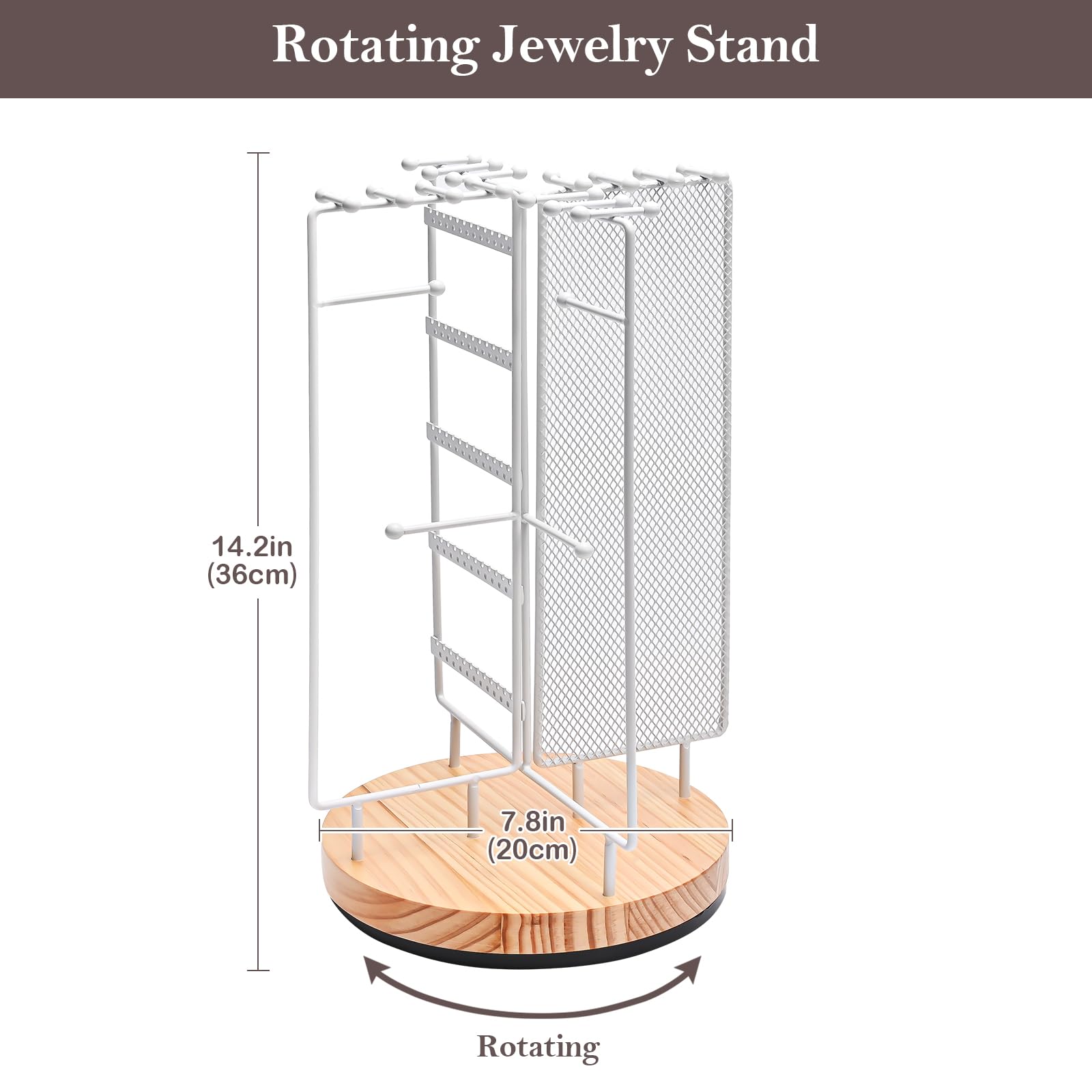 Lolalet Jewelry Stand Schmuckständer Drehbar Weiß 360 Grad