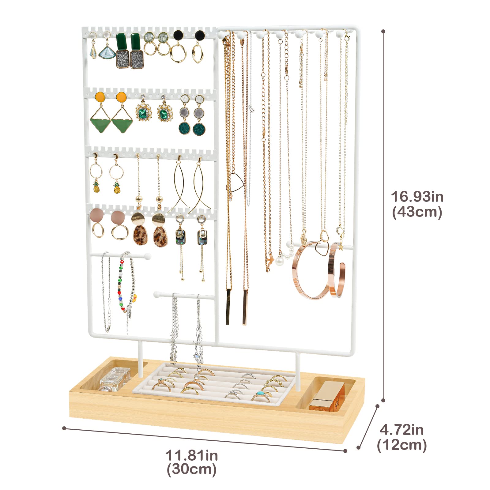 Lolalet Jewelry Stand Ohrringbaum Weiß Holz 144 Löcher