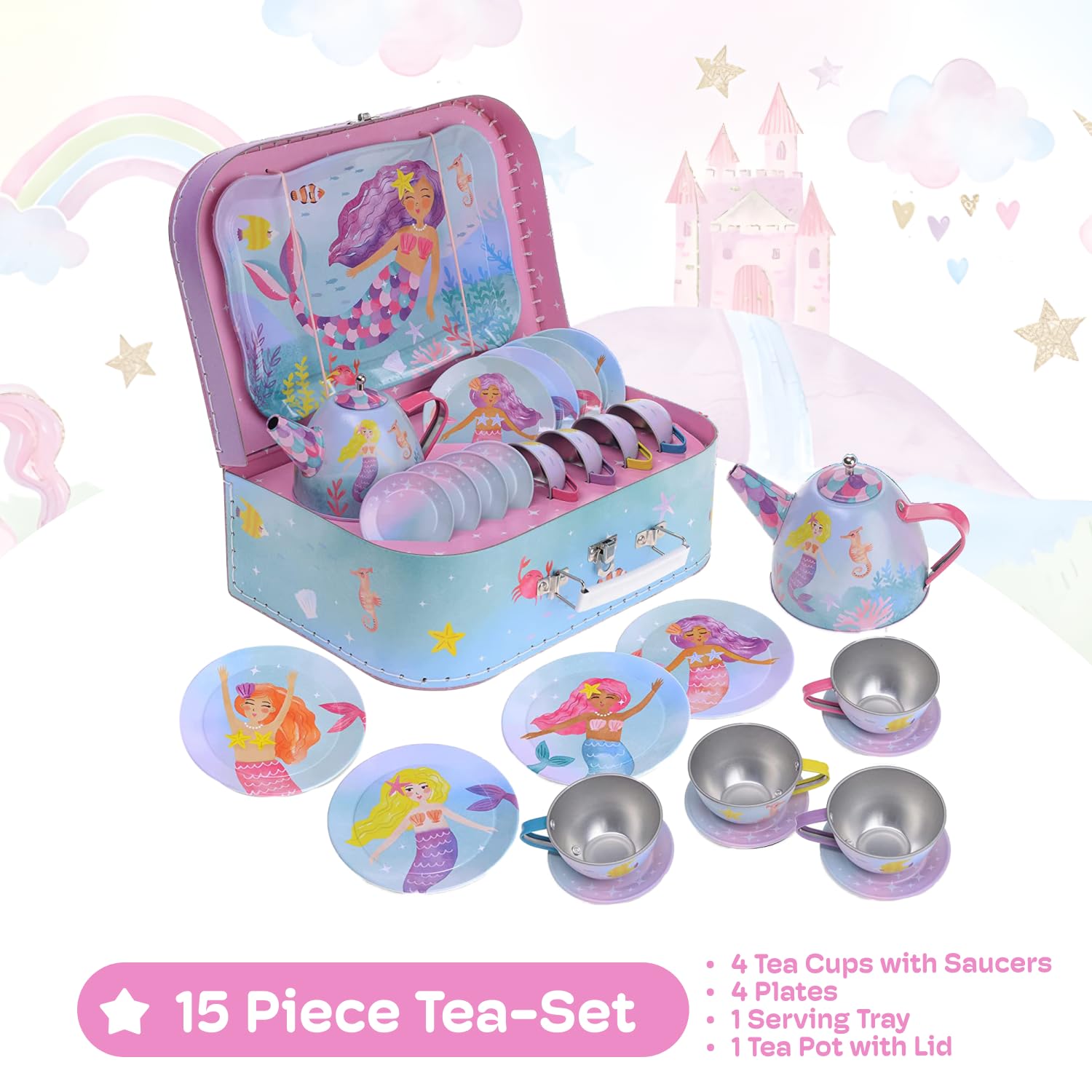 Jewelkeeper Tea Sets Tin Teeservice Regenbogen-Meerjungfrau