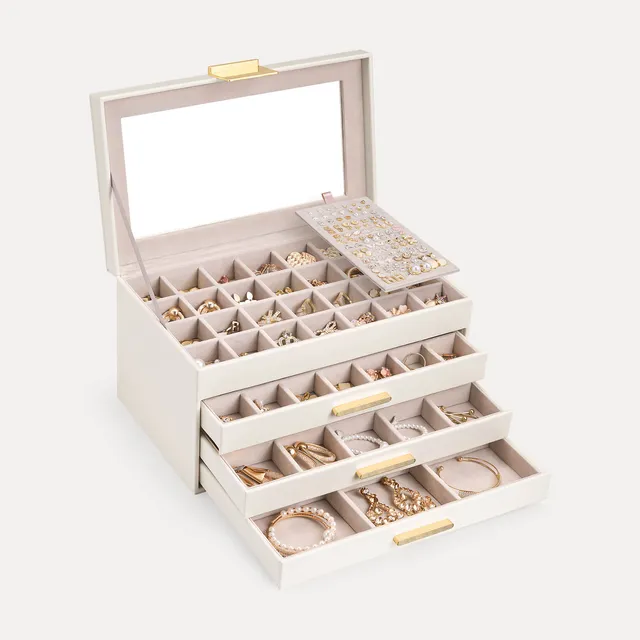 Lolalet Jewelry Box Schmuckkasten Weiß 2-lagig Schublade