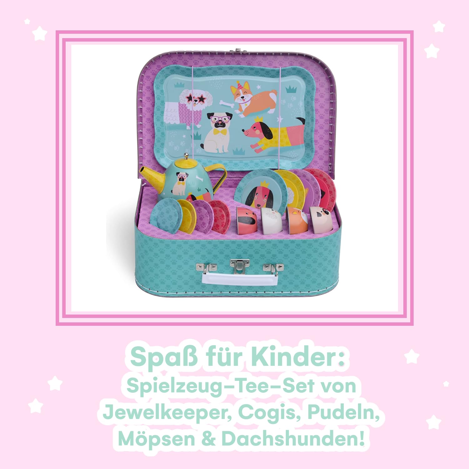 Jewelkeeper Tea Sets Teeservice Einhorn 42-teilig Zinn mit Koffer