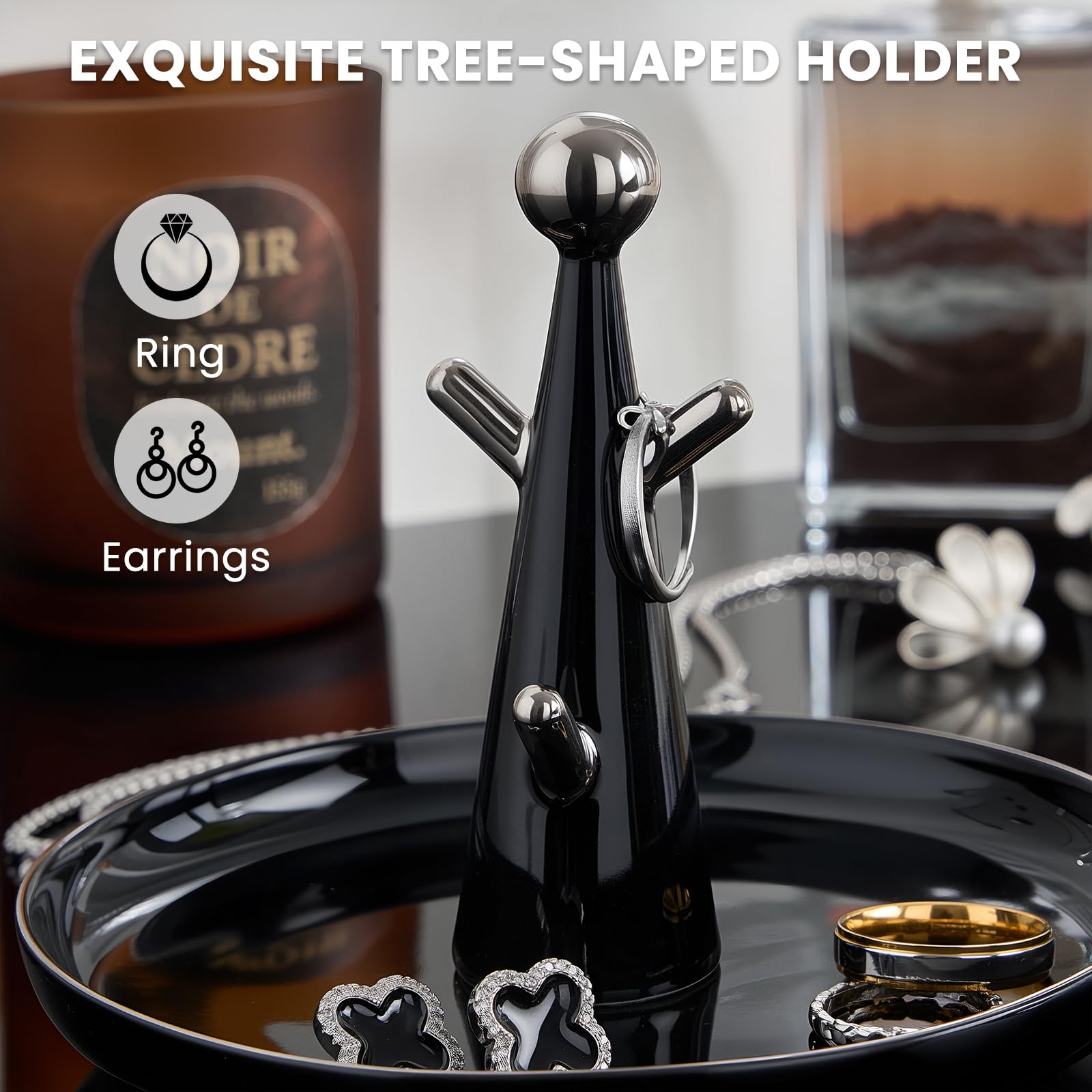 Lolalet Jewelry Tray Schmuckschale Keramik Baum Weiß