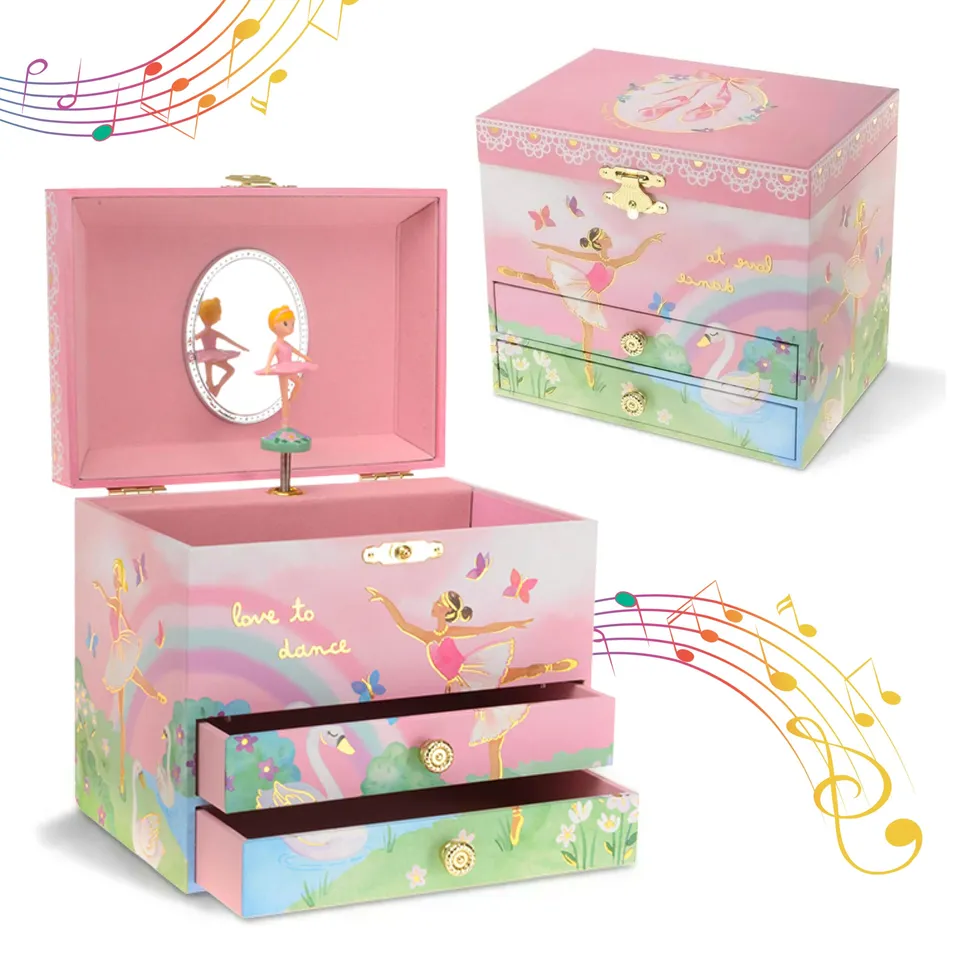 Jewelkeeper Ballerina Schmuckkästchen Regenbogen Schwanensee 2 Laden