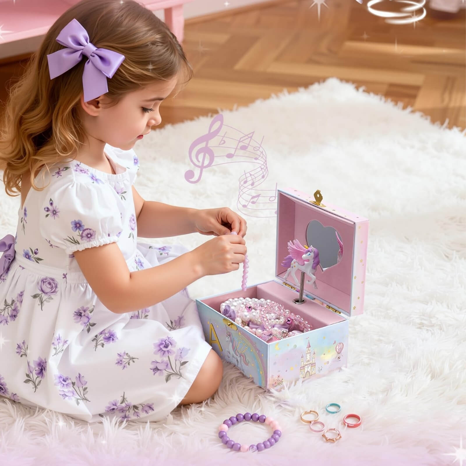 Lolalet Jewelry Box Unicorn Initial Schmuckkästchen A Box Only