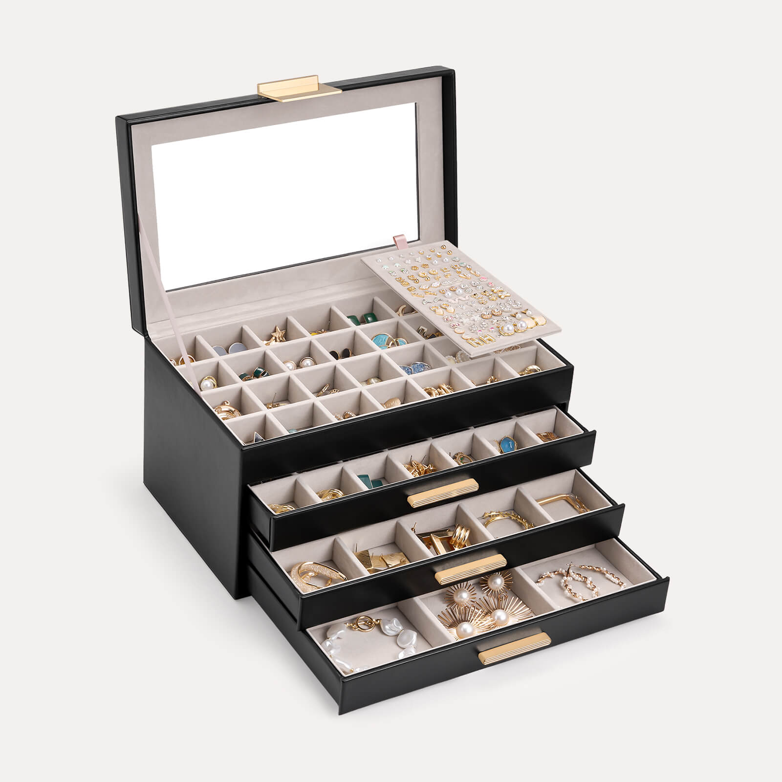 Lolalet Jewelry Box Schmuckkasten Weiß 2-lagig Schublade