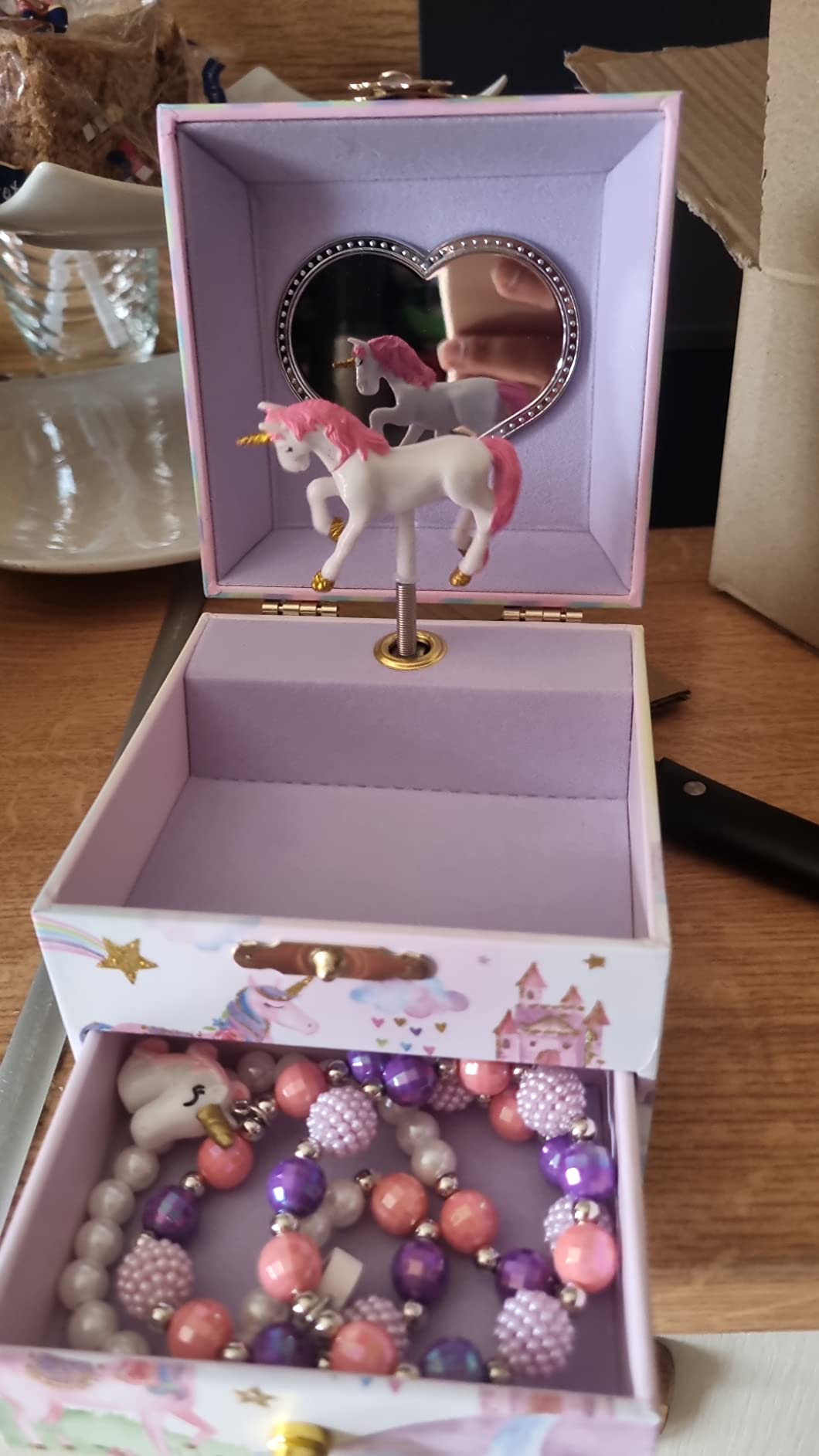 Jewelkeeper Unicorn Schmuckdose Glitzer-Einhorn 8x10x10 cm Musik