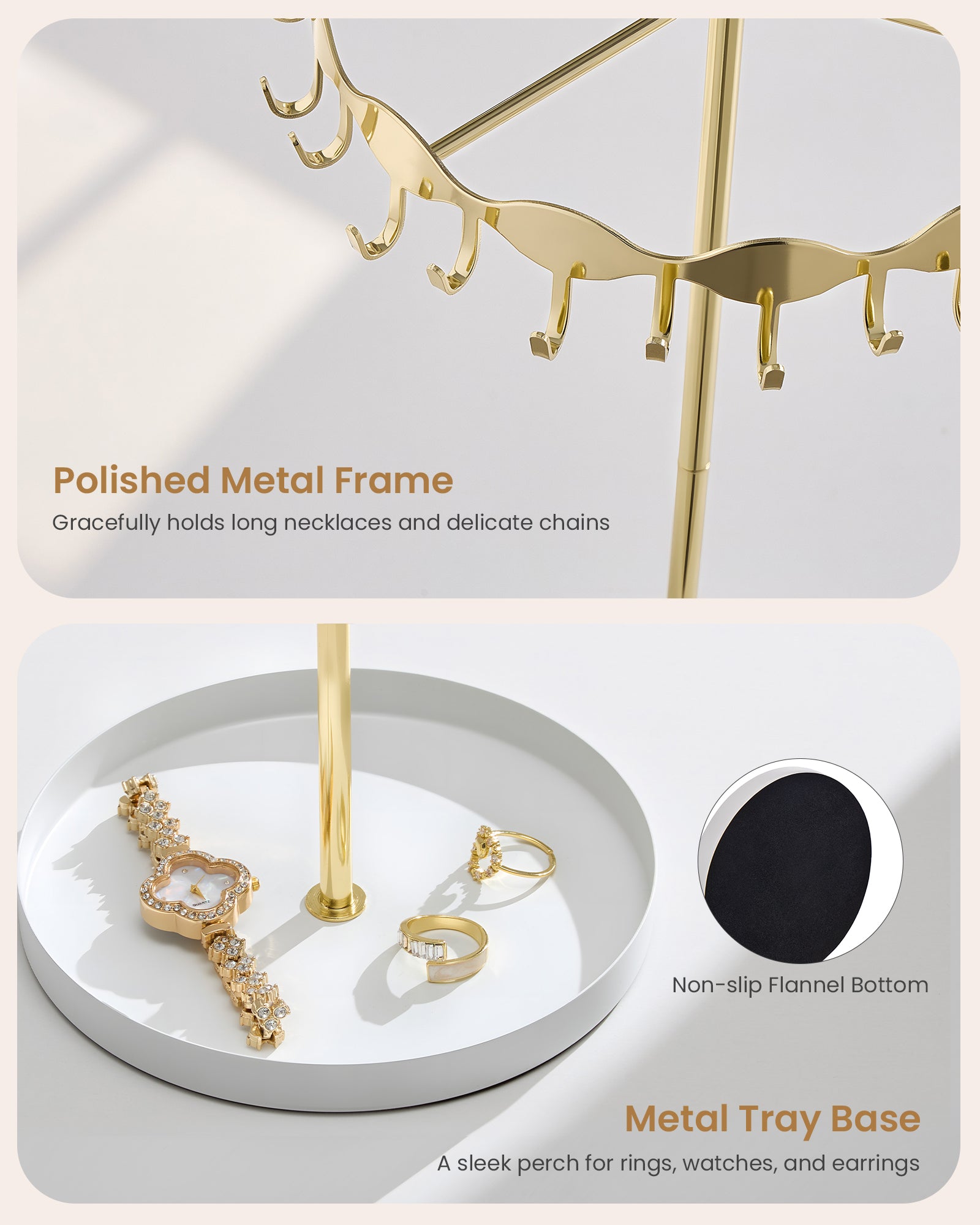 Lolalet Jewelry Stand Kettenständer Gold 26 Haken