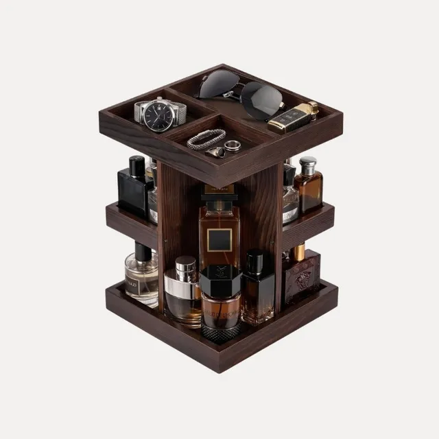 Lolalet Jewelry Stand Organizer Schwarz 3 Ebenen 360° Holz