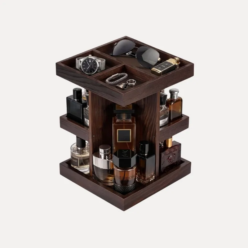 Lolalet Jewelry Stand Organizer Schwarz 3 Ebenen 360° Holz