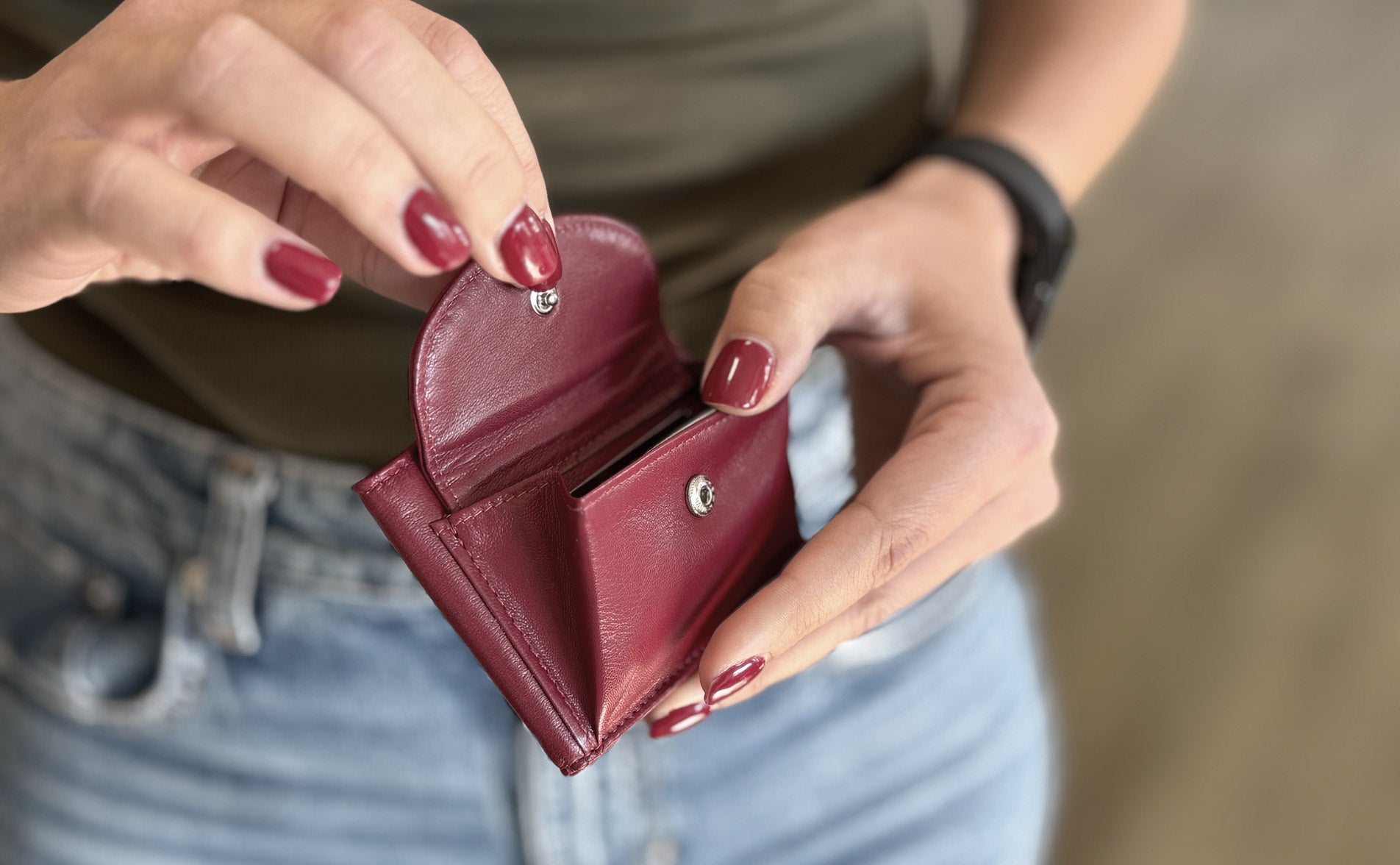 Friedrich 23 Cloe Mini Geldbörse Leder RFID Weinrot
