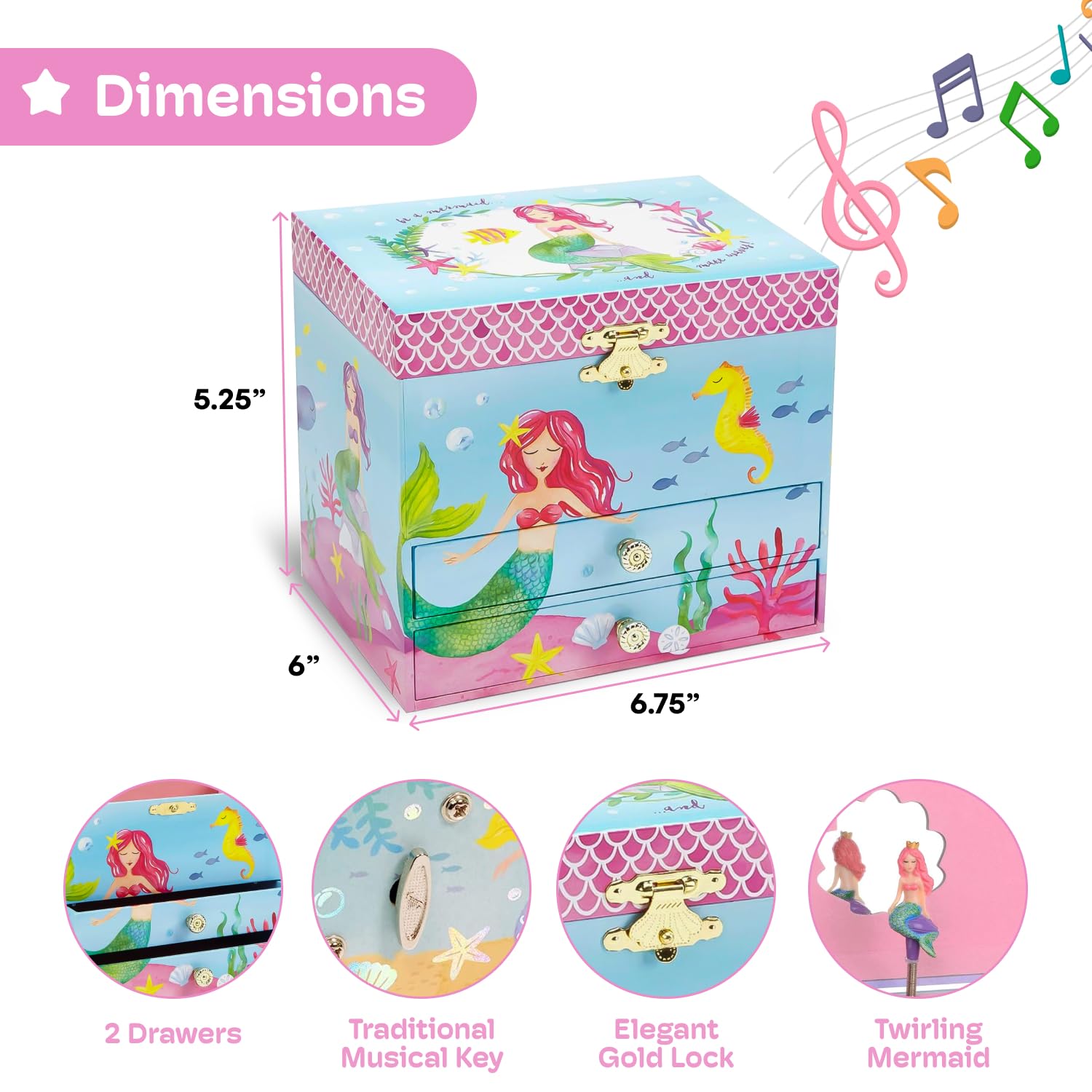 Jewelkeeper Mermaid Jewelry Boxes Spieluhr Meerjungfrau 2 Schubladen