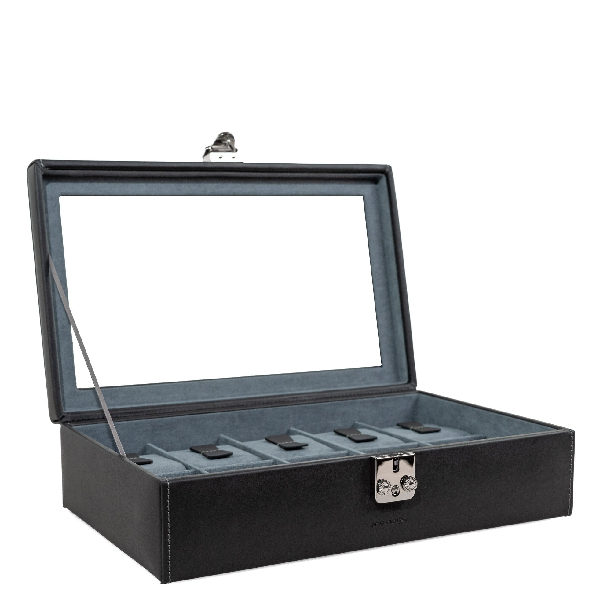 Friedrich 23 Infinity Uhrenbox Leder 10 Uhren Schwarz