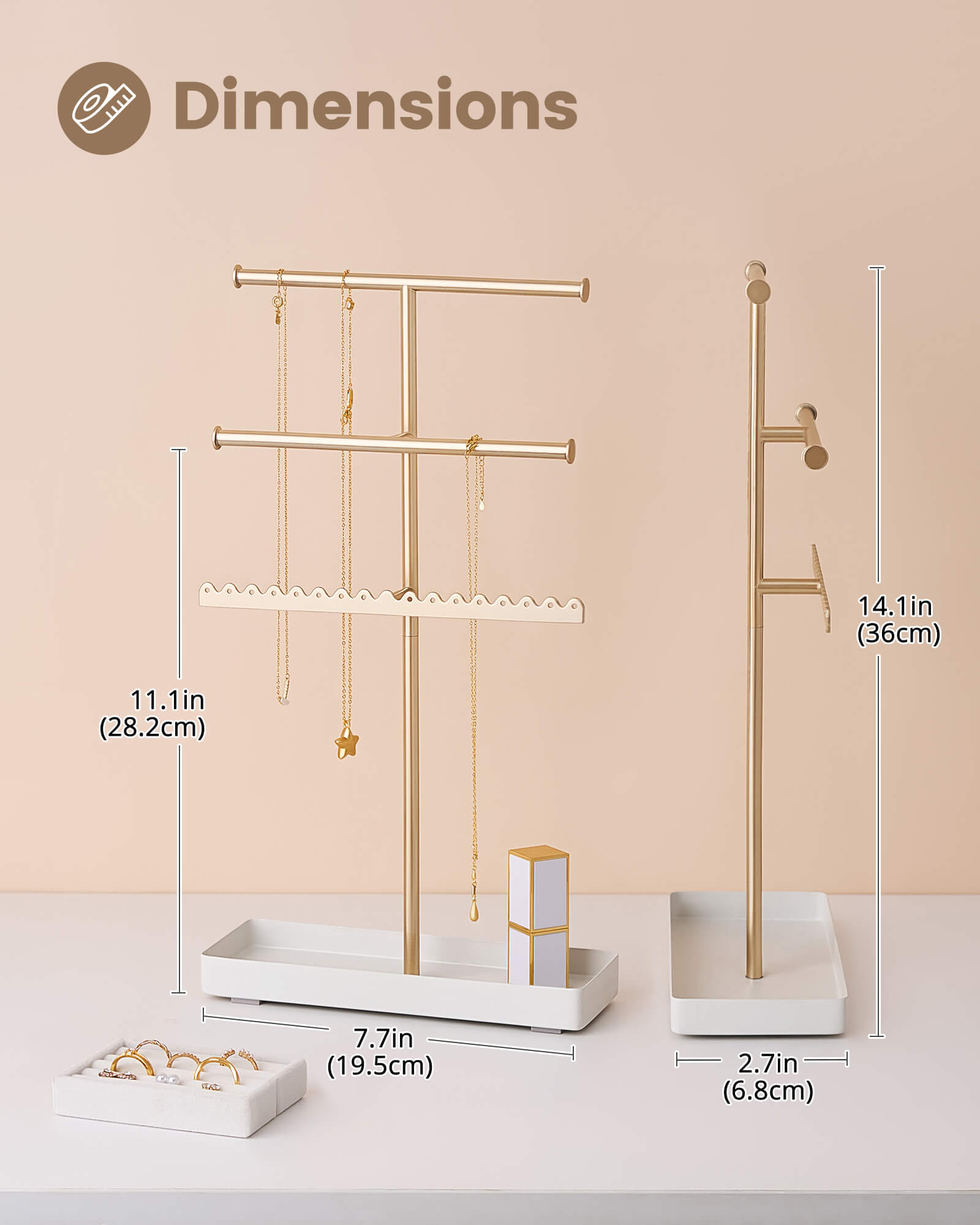 Lolalet Jewelry Stand Schmuckständer Gold 4 Etagen Metall