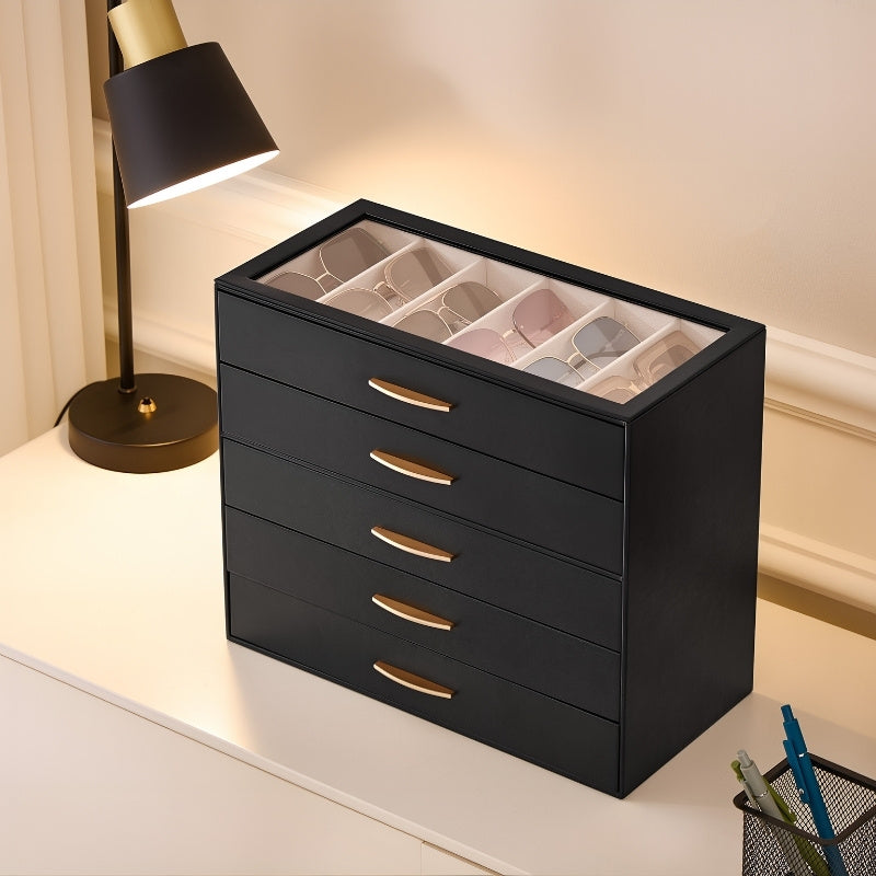Lolalet Sunglass Box Brillenbox 3 Lagen Schwarz Deckel