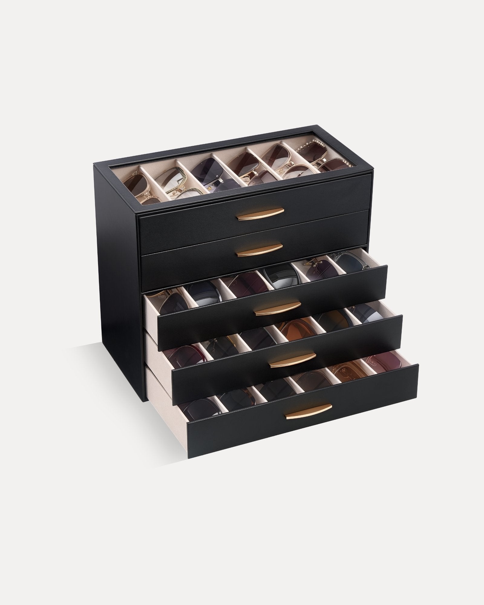 Lolalet Sunglass Box Brillenbox 3 Lagen Schwarz Deckel