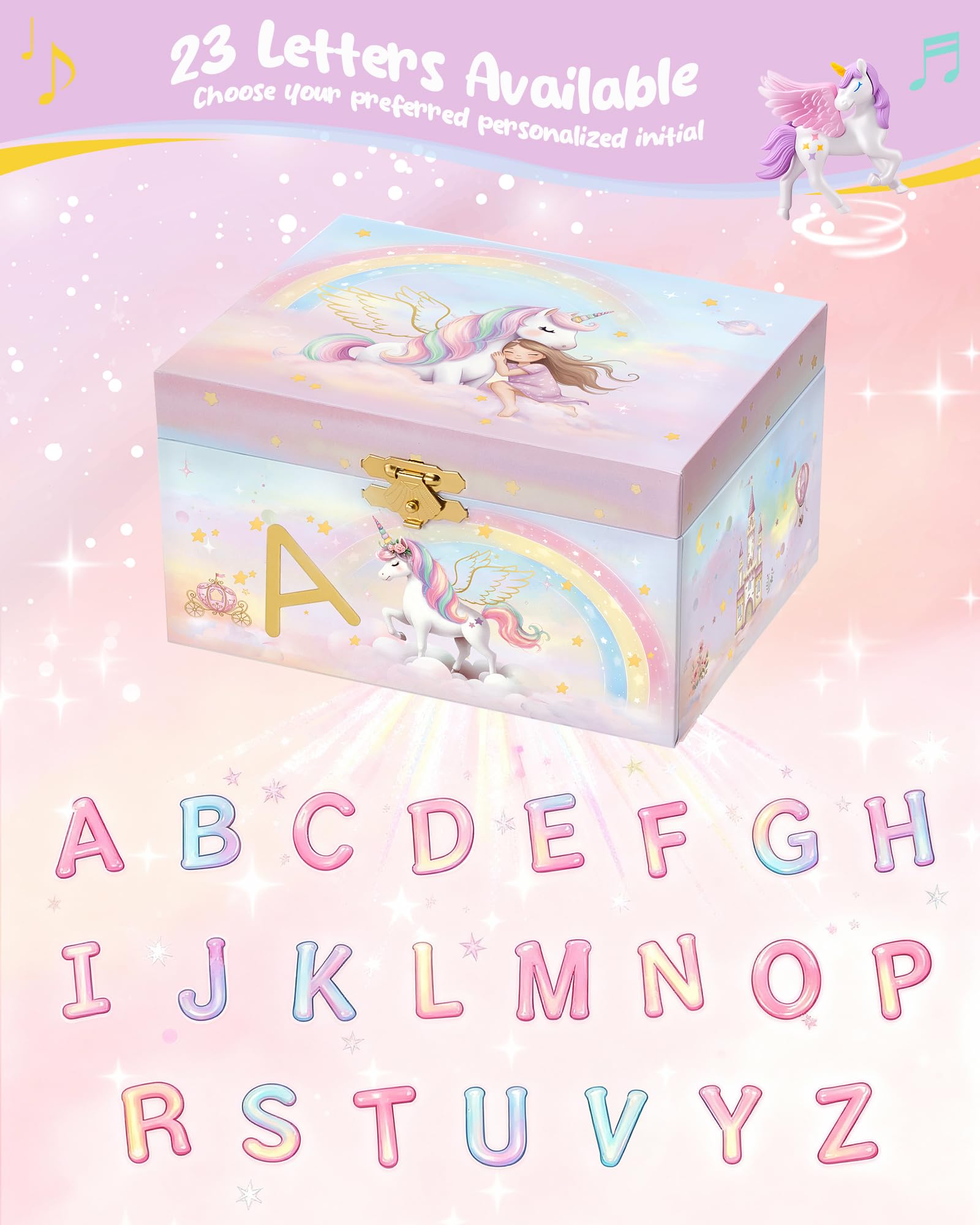 Lolalet Jewelry Box Unicorn Initial Schmuckkästchen A Box Only