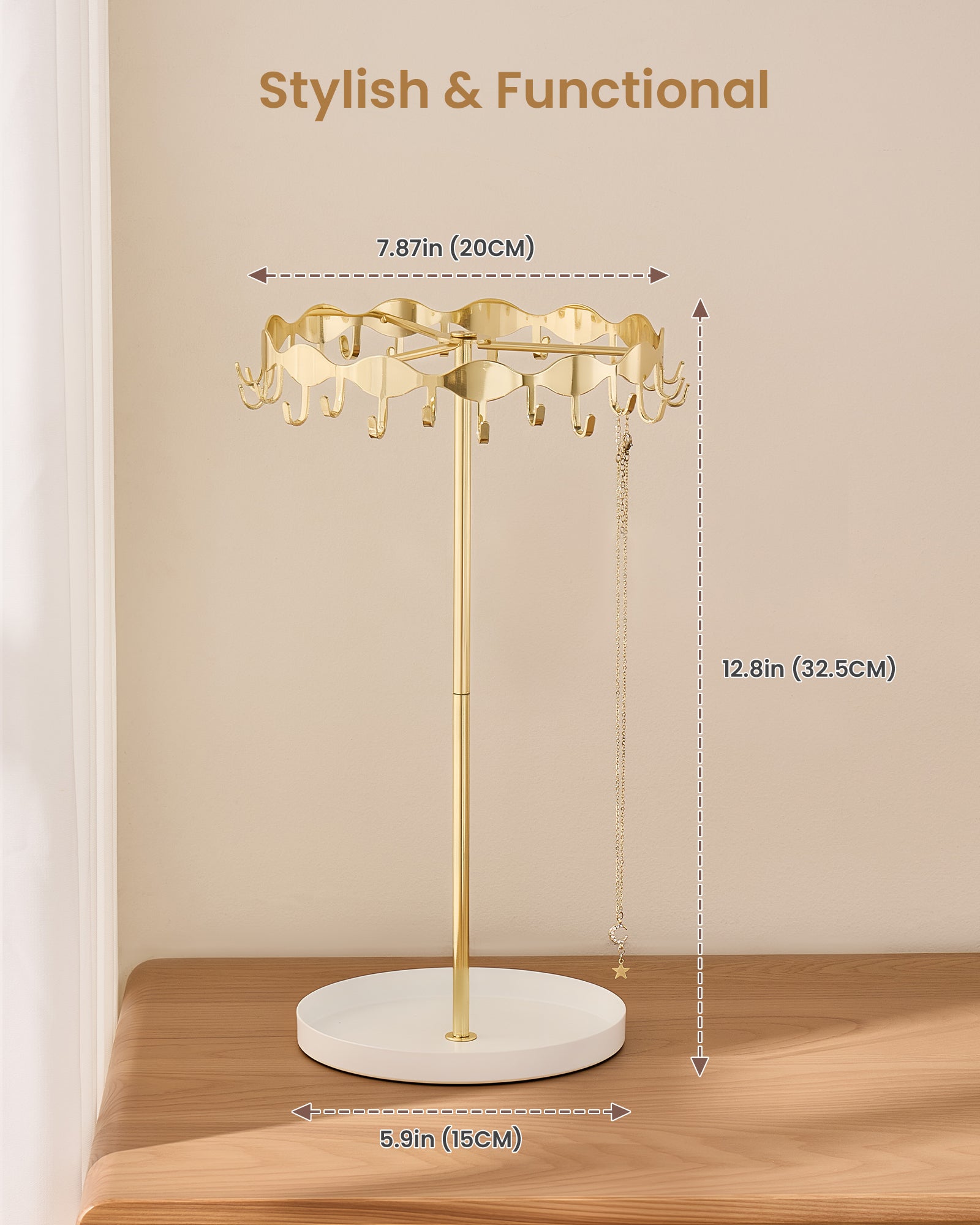 Lolalet Jewelry Stand Kettenständer Gold 26 Haken