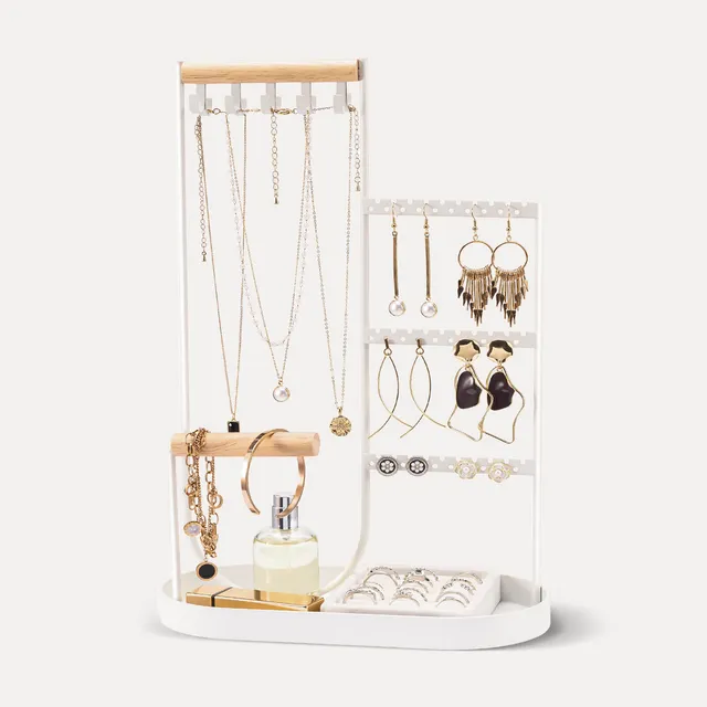 Lolalet Jewelry Stand Schmuckständer Weiß Samt Ringkissen