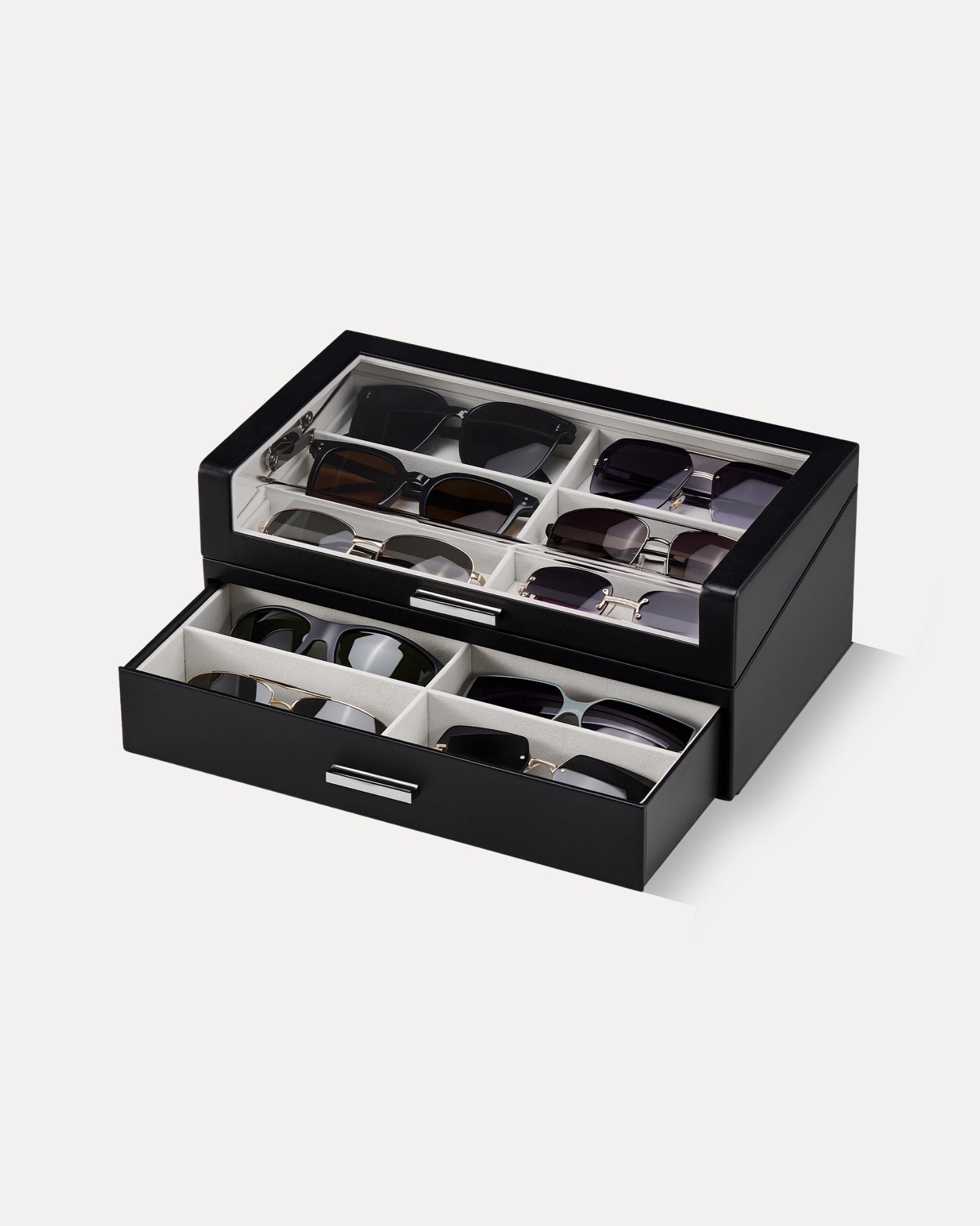 Lolalet Sunglass Box Holz Brillenbox Schwarz 12 Fächer