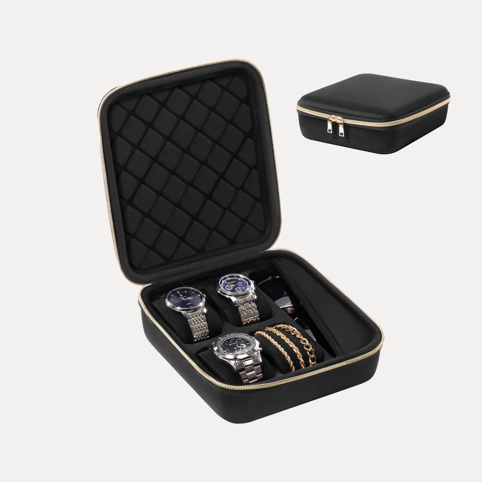 Lolalet Watch Box Uhrenbox 4 Slots Reise Hartschale