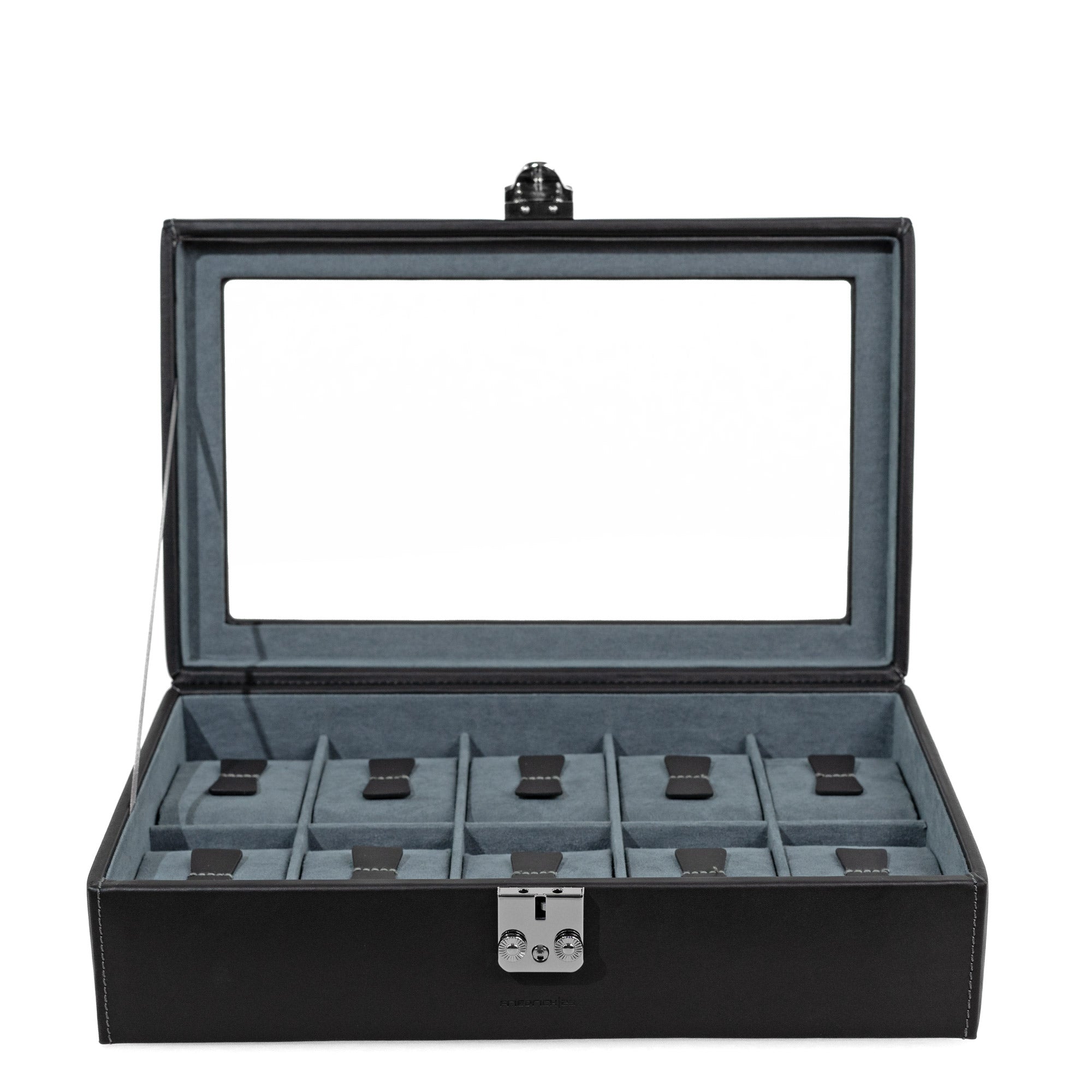 Friedrich 23 Infinity Uhrenbox Leder 10 Uhren Schwarz
