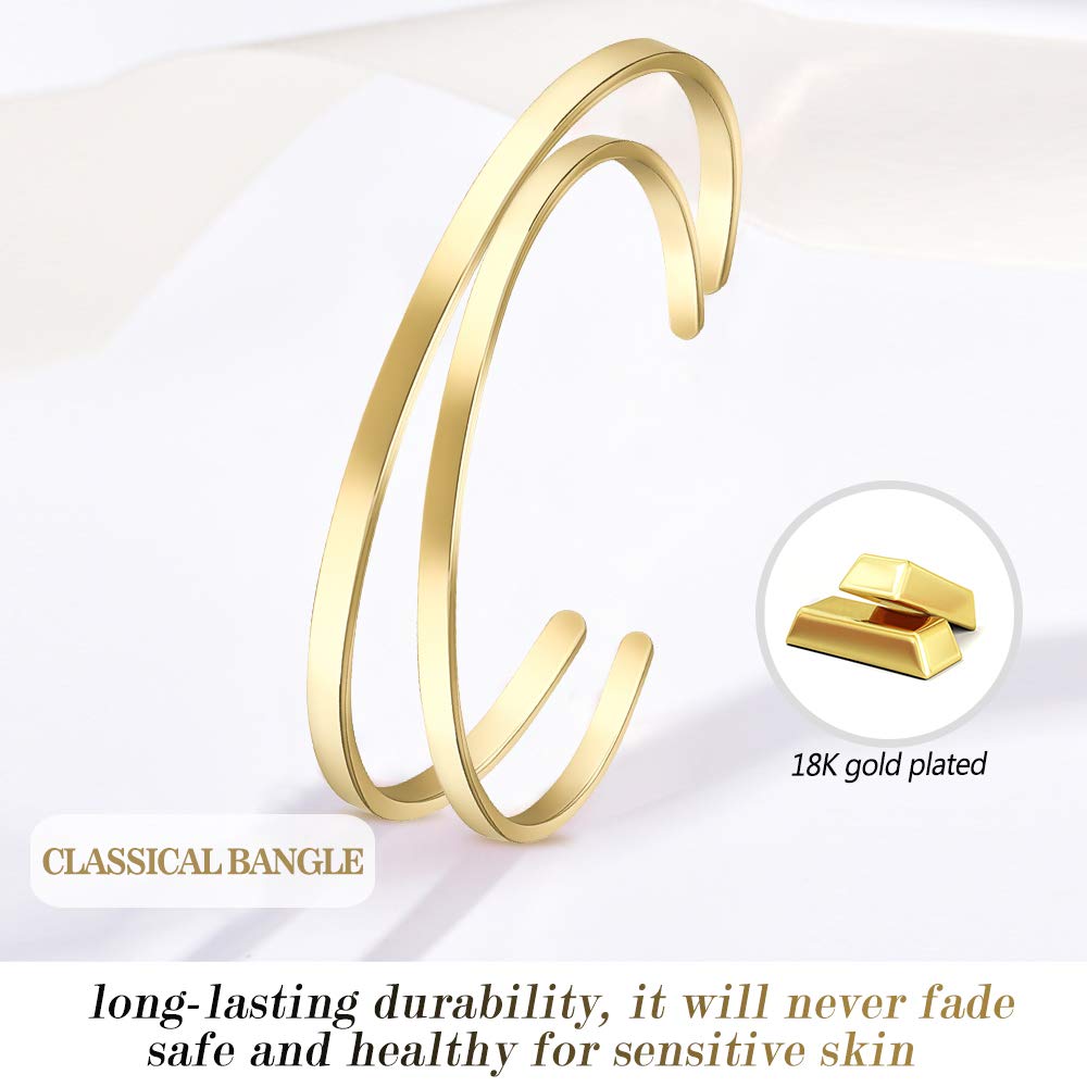 Lolalet Armreif 18K Gold Offen Dünn Damen Verstellbar