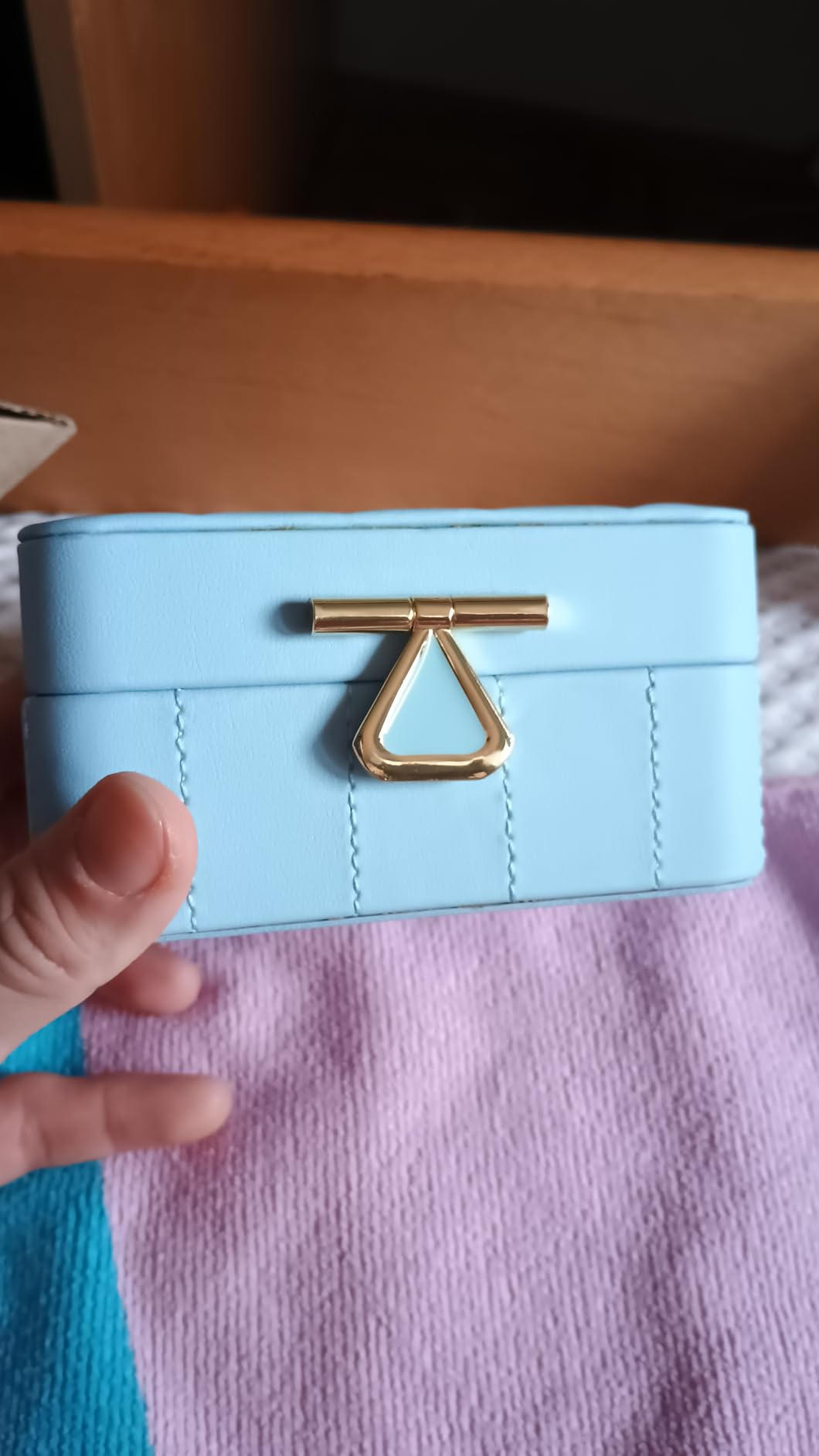 KAMIER Mini Schmuckkästchen Reise Schmuckbox mit Spiegel Geschenk