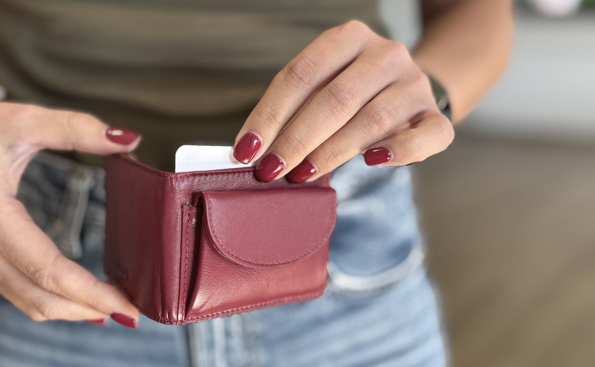 Friedrich 23 Cloe Mini Geldbörse Leder RFID Weinrot