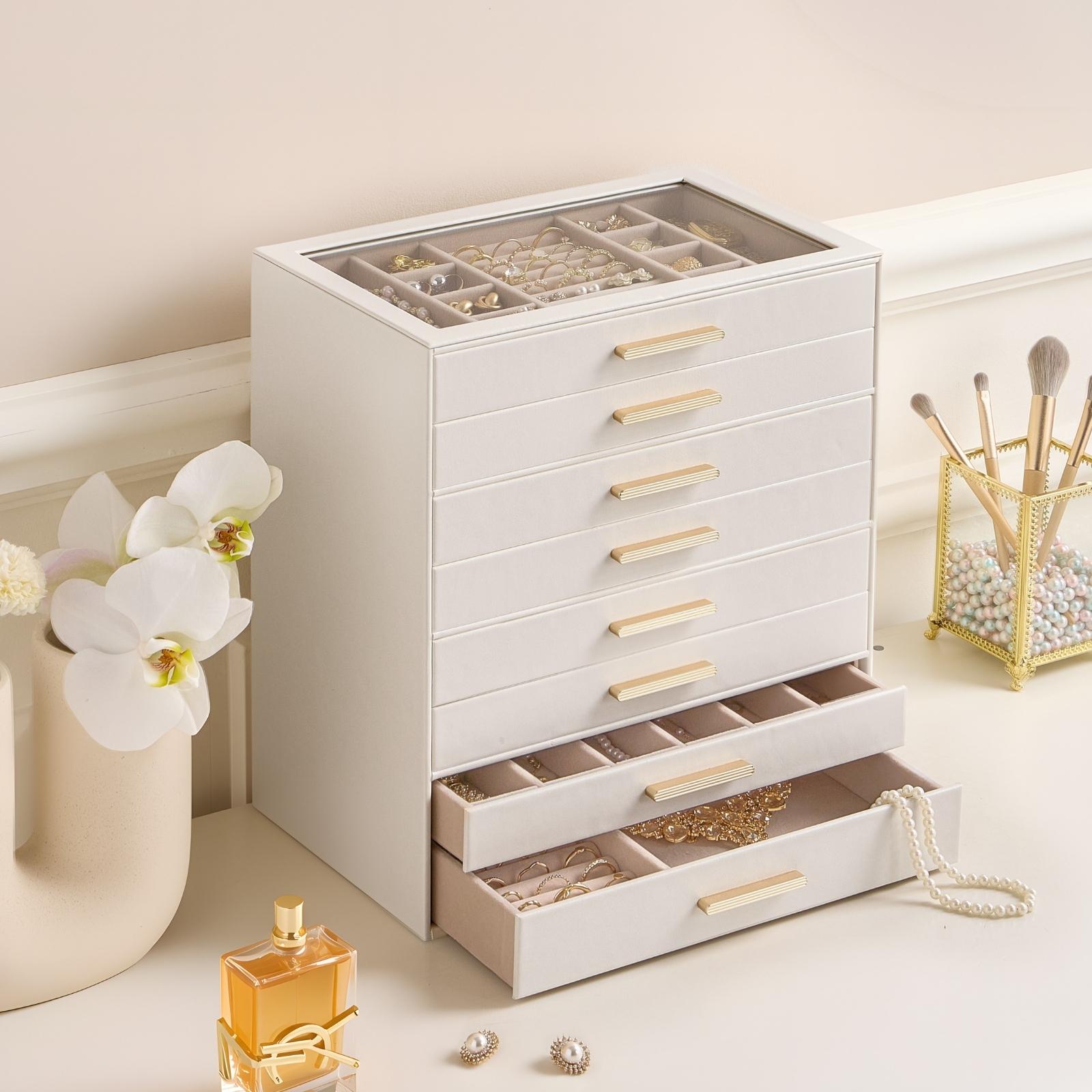 Lolalet Jewelry Box Schmuckkasten Beige Leder 8 Lagen