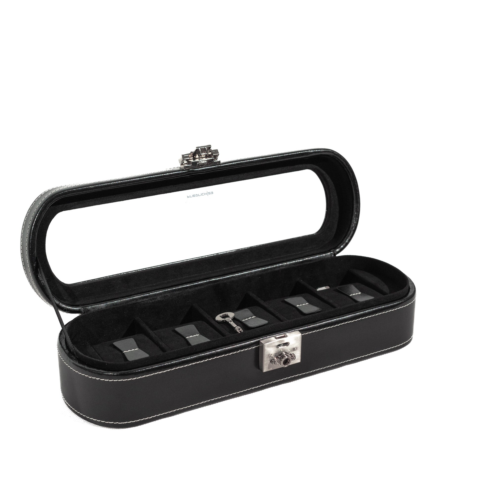 Friedrich 23 London Uhrenbox 5 Uhren Schwarz Glasdeckel