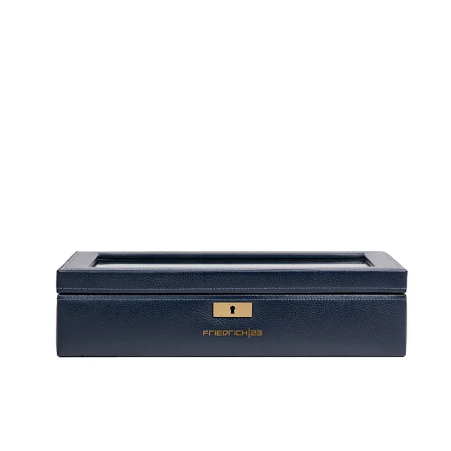 Friedrich 23 Dynasty Uhrenbox 8 Uhren Dunkelblau Leder