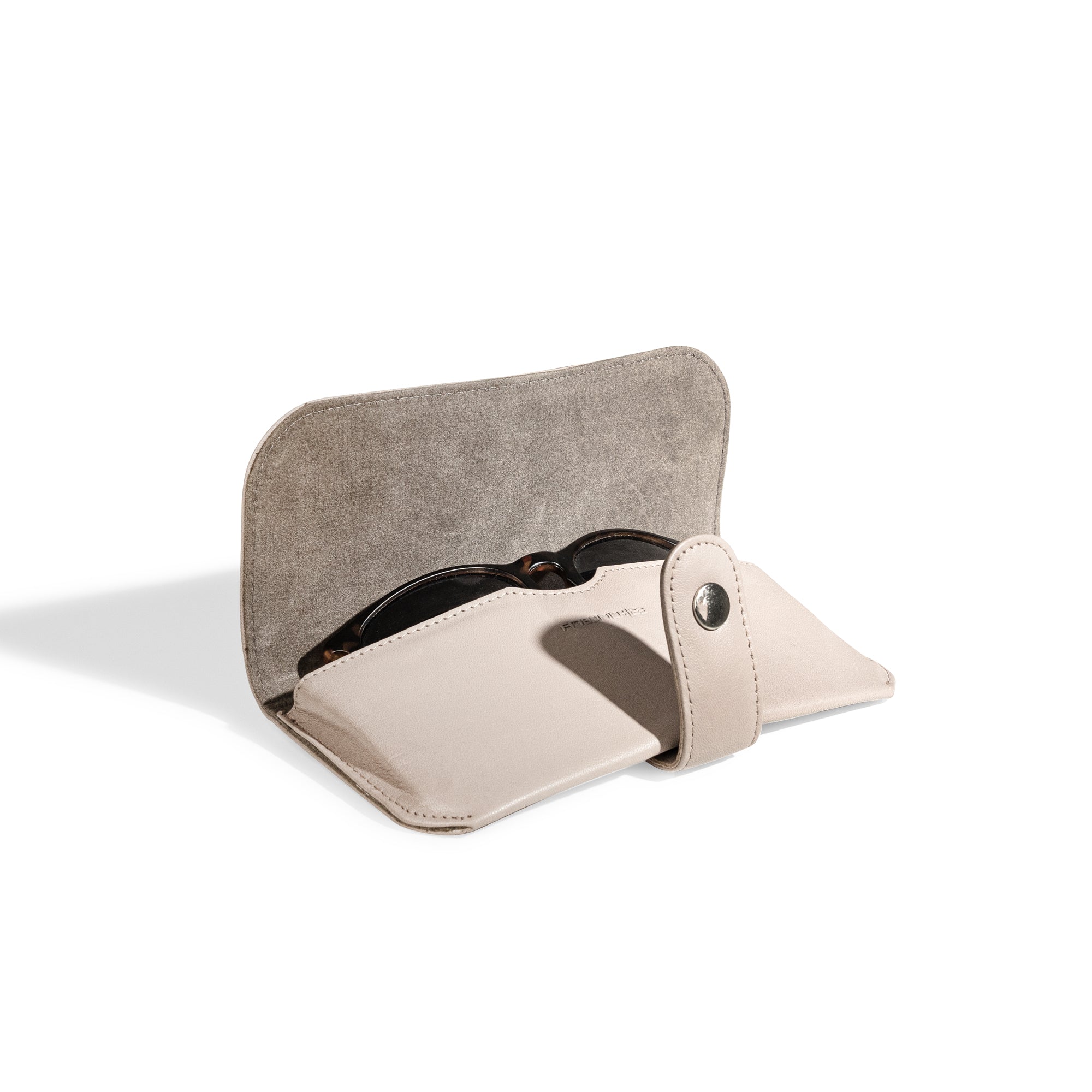 Friedrich 23 Sienna Brillenetui Leder Cappuccino Karabiner
