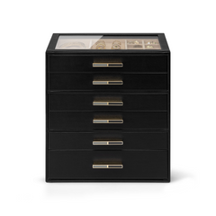 VLANDO Quiet Luxe Schmuckkästchen 6 Fächer Glasdeckel Samt