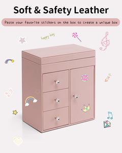 VLANDO Jewelry Music Boxes Schmuckschatulle Hellrosa Schubladen