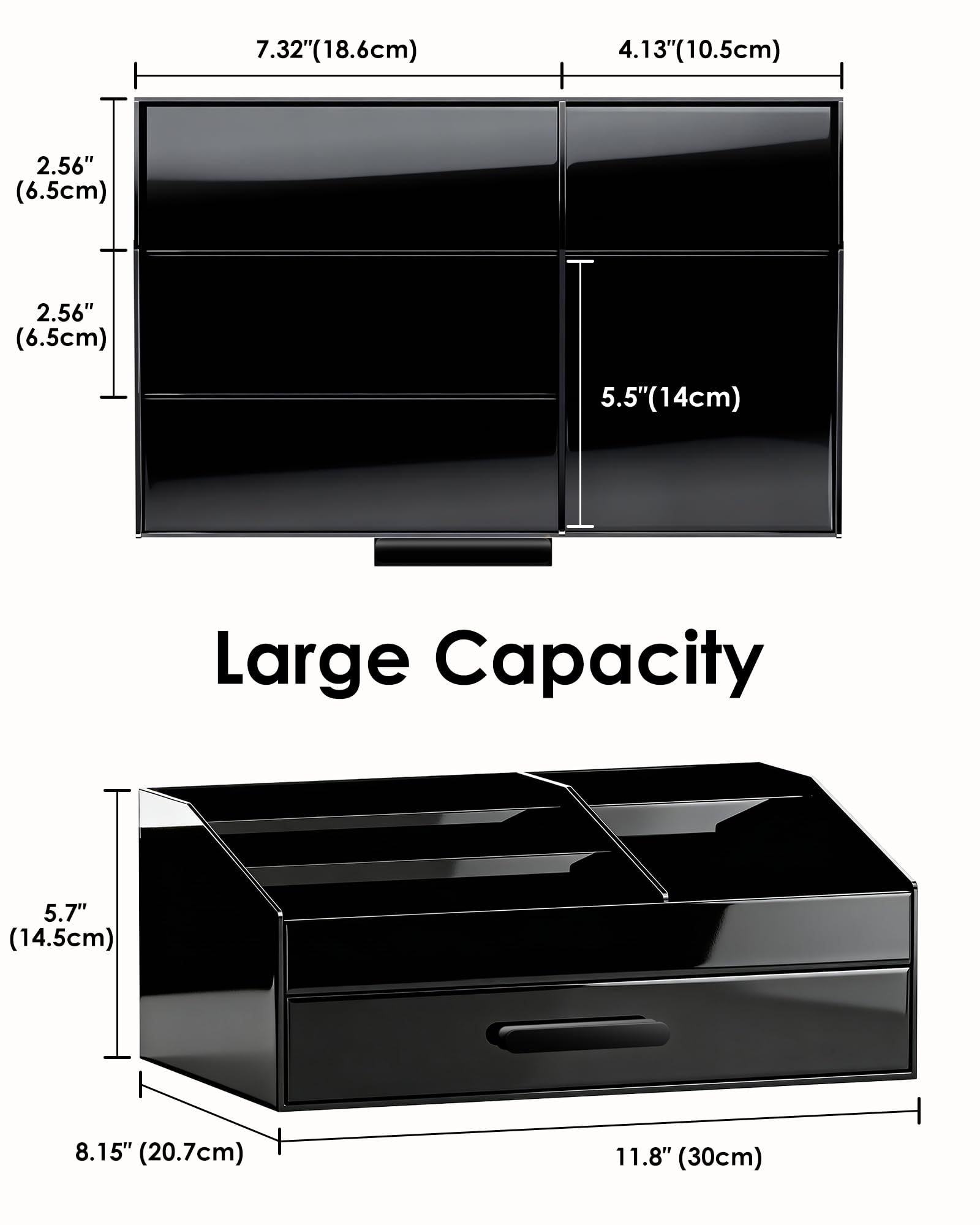 Lolalet Jewelry Box Acryl Schmuckkasten Schwarz 2-lagig