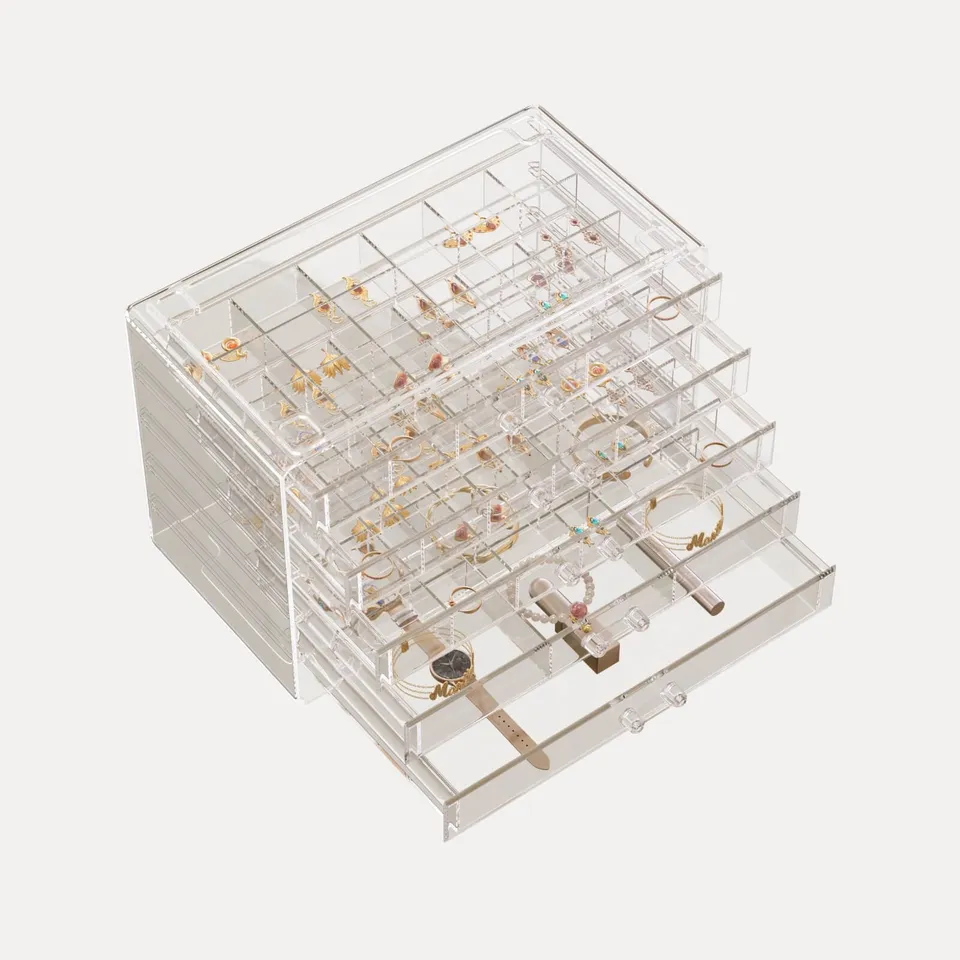 Lolalet Jewelry Box Schmuckkasten Acryl 5 Lagen transparent