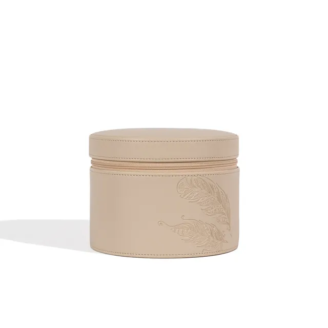 Friedrich 23 Boho Schmuckkasten rund beige mit Spiegel